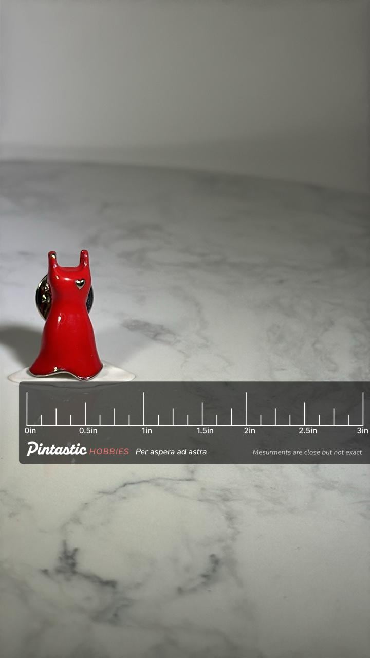 Red Dress Heart Disease Awareness Pin: Glossy Enamel Finish - Awareness Accessory with ruler overlay for size reference