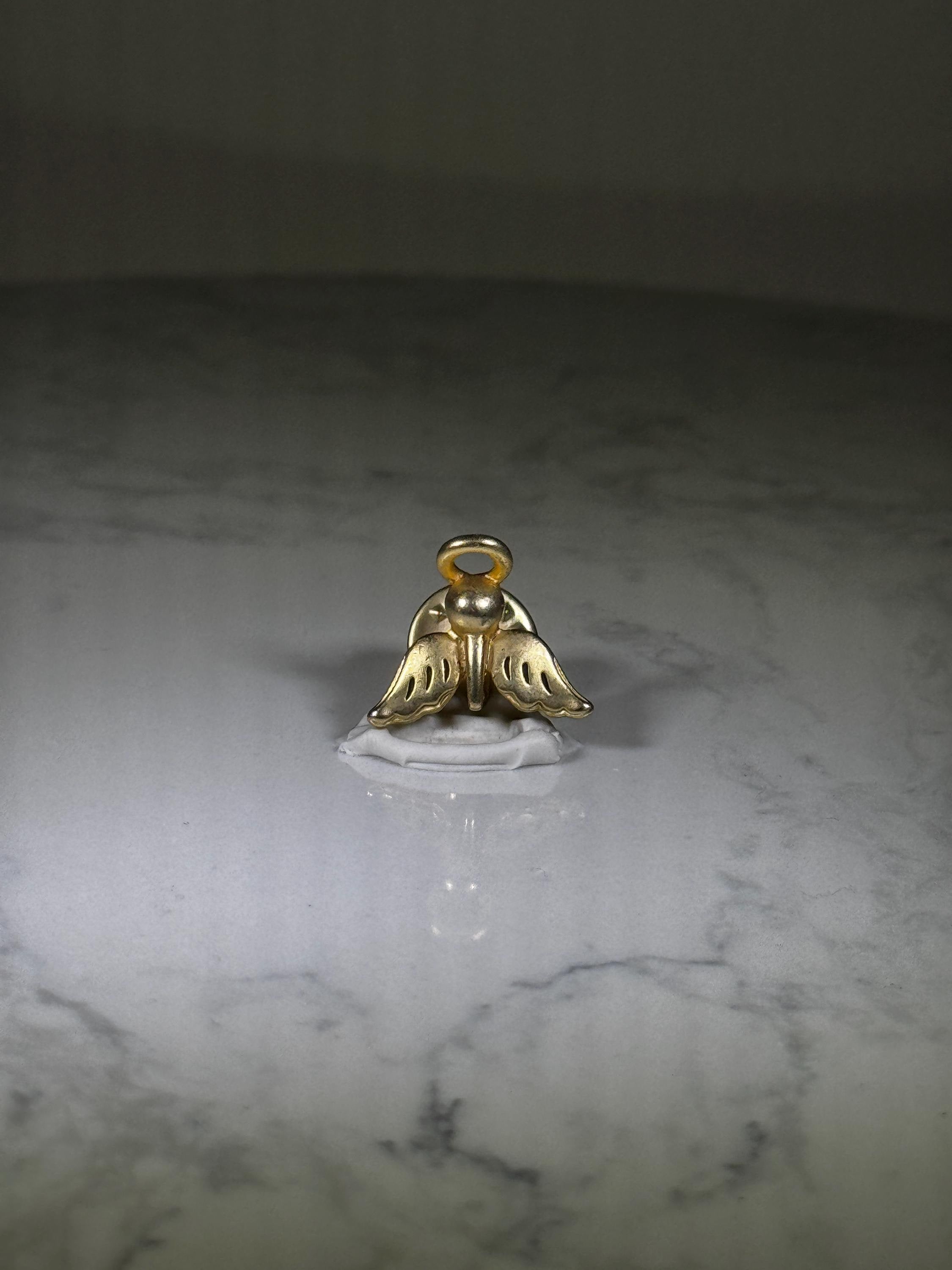 Angel Lapel Pin: Gold-Tone Metal Finish - Vintage Religious Accessory