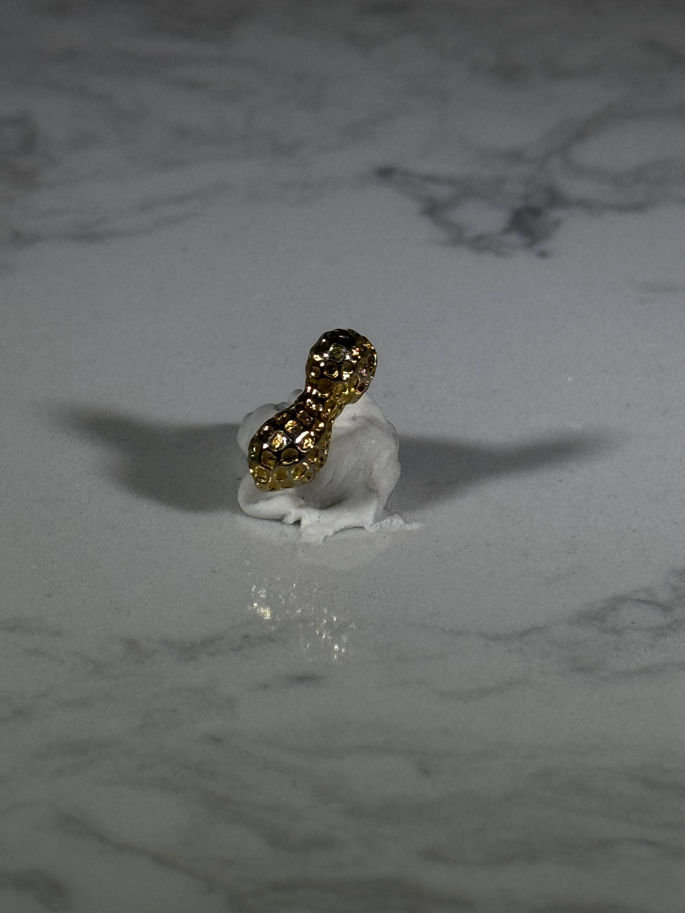 Gold Peanut Novelty Pin: Rhinestone Accent - Retro Whimsy Accessory