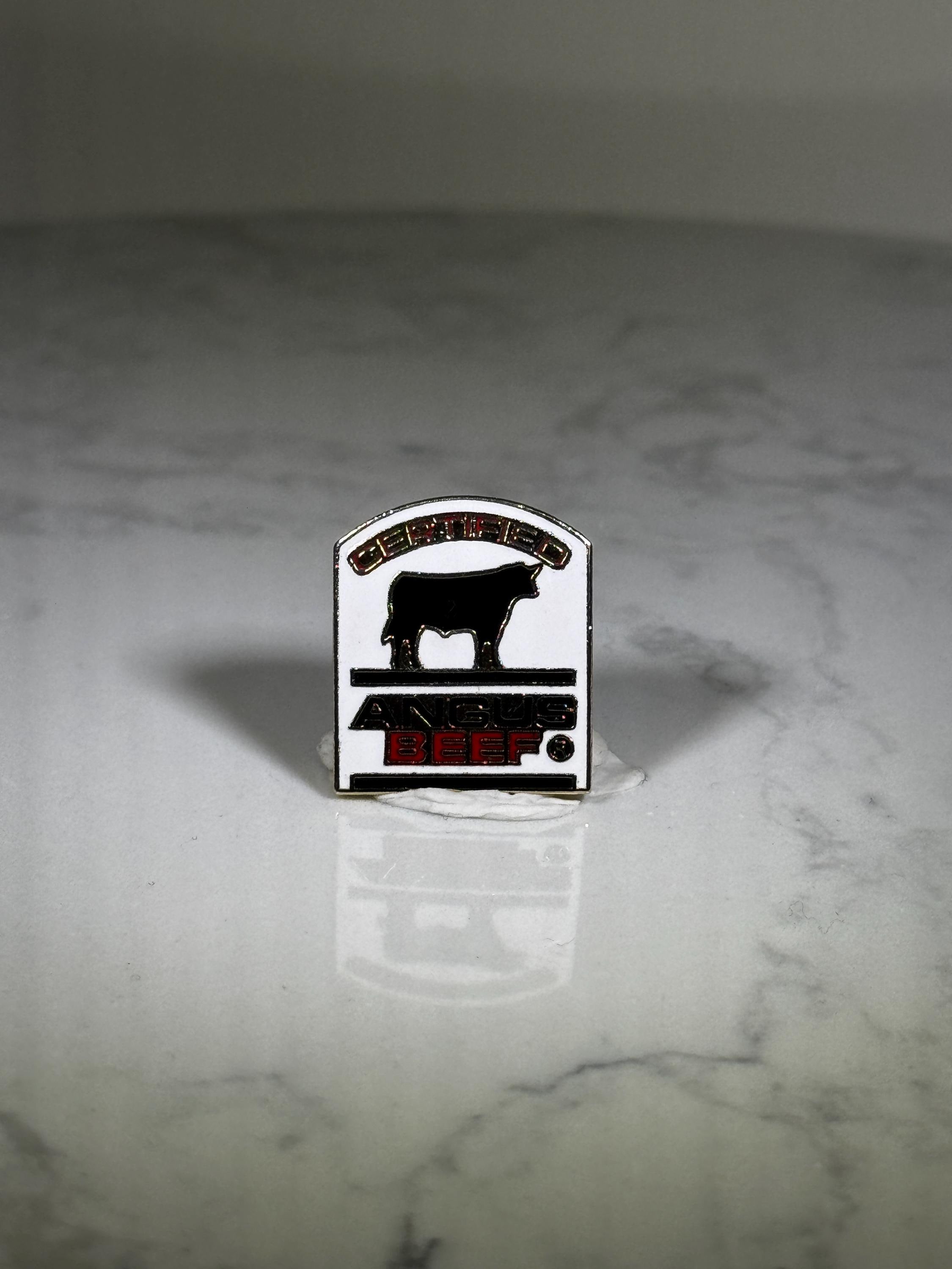 Certified Angus Beef Pin: Black Red Enamel - Vintage Foodie Accessory