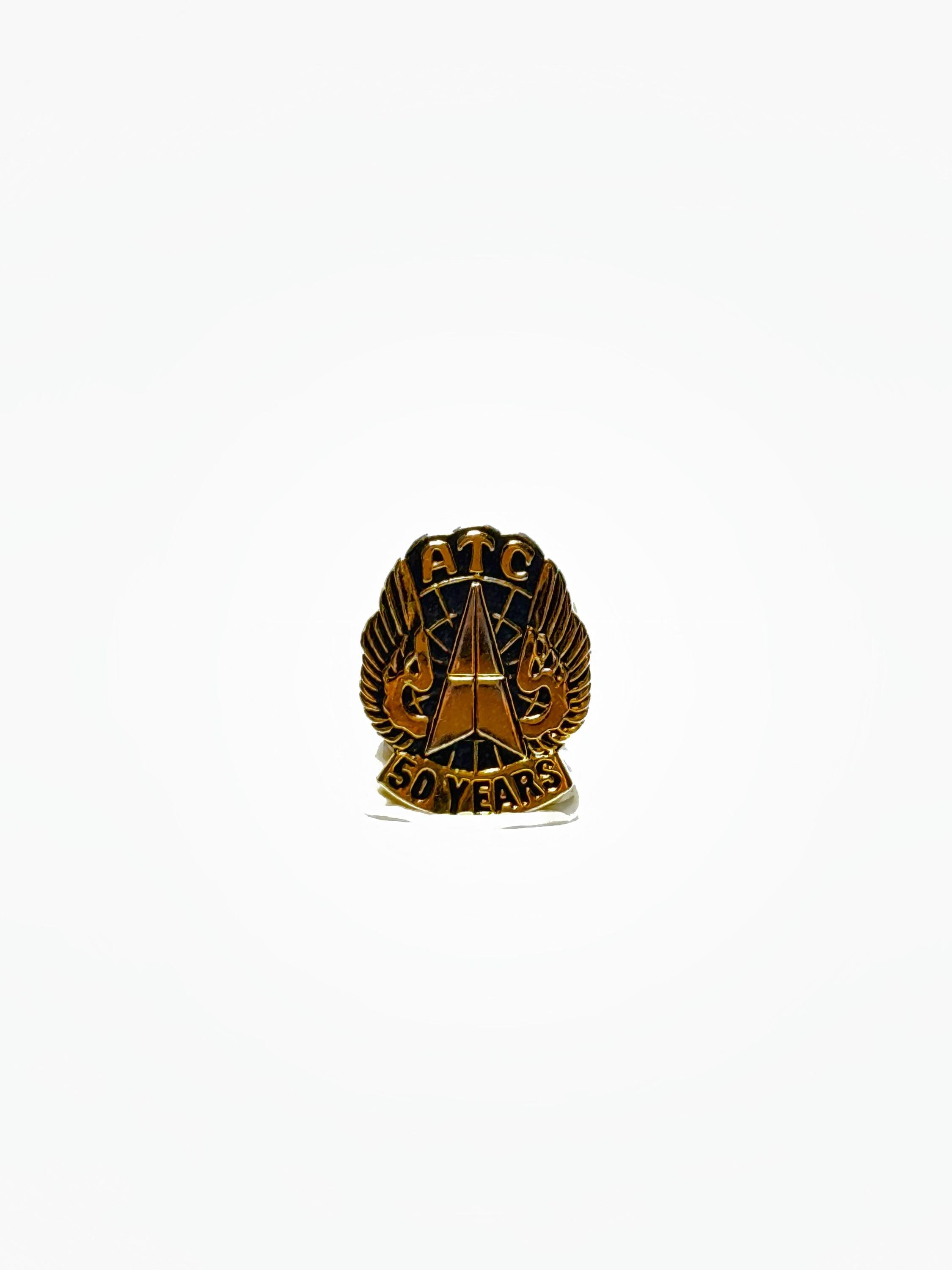 ATC 50 Years Commemorative Pin: Gold & Black Enamel - Aviation Tribute Accessory