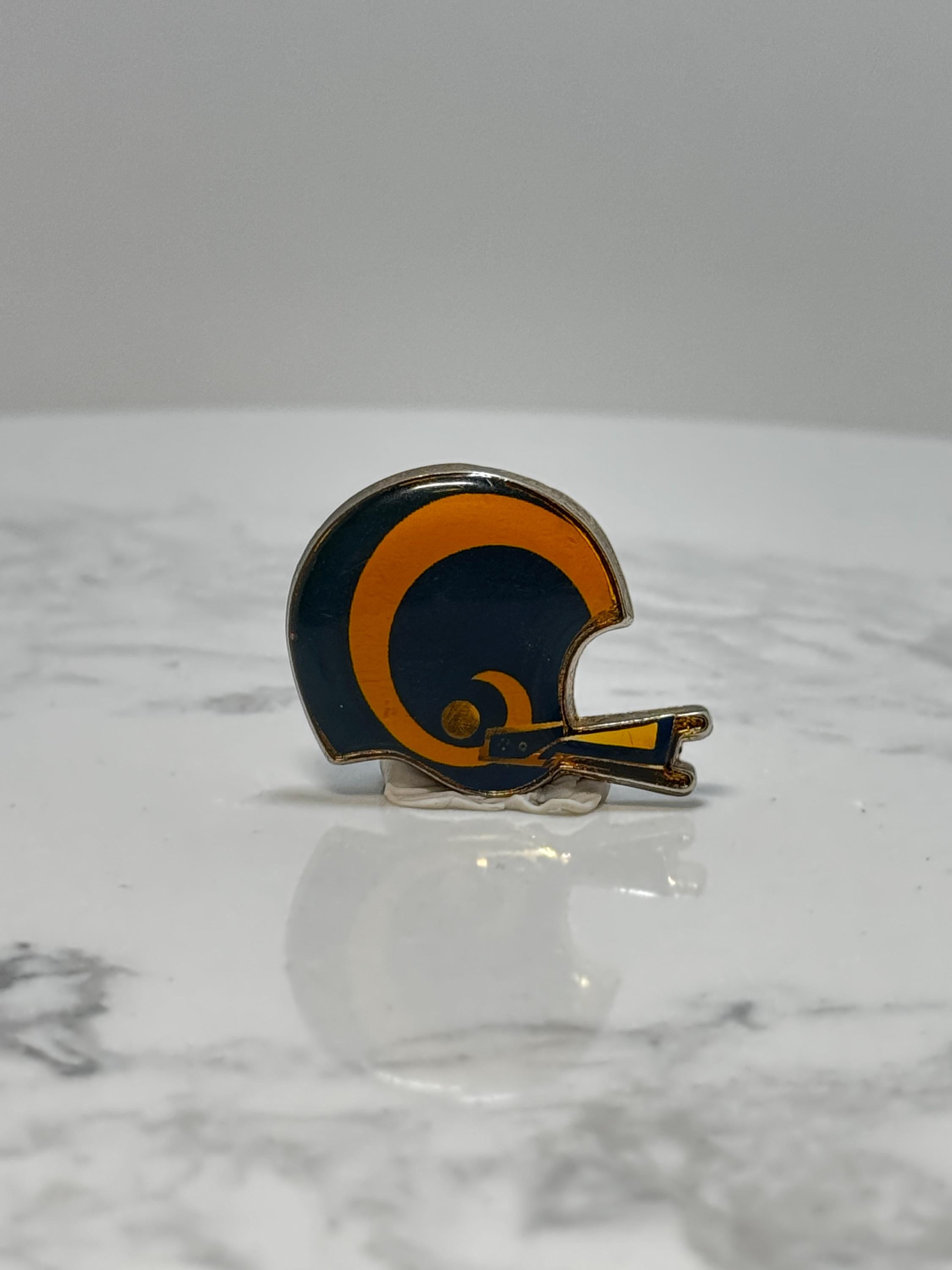 LA Rams Football Helmet Pin: Blue & Gold Enamel - Vintage Sports Accessory