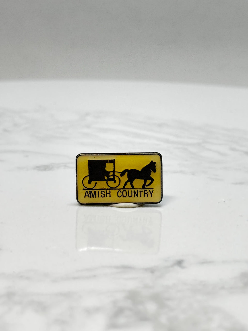 Amish Country Souvenir Pin: Yellow Enamel - Retro Travel Accessory