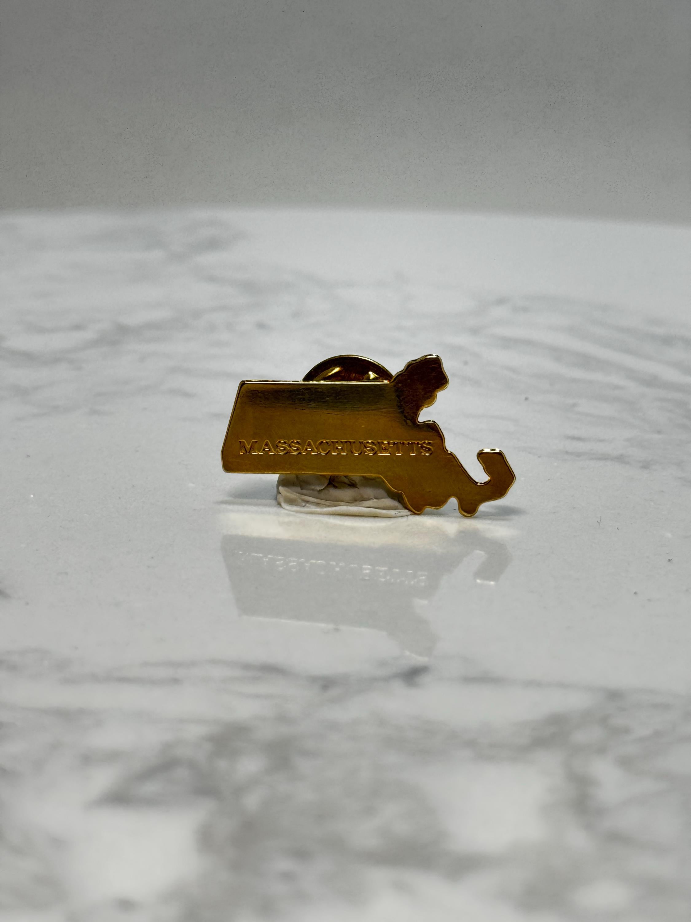 Massachusetts State Pin: Gold Tone Outline - Vintage Travel Accessory