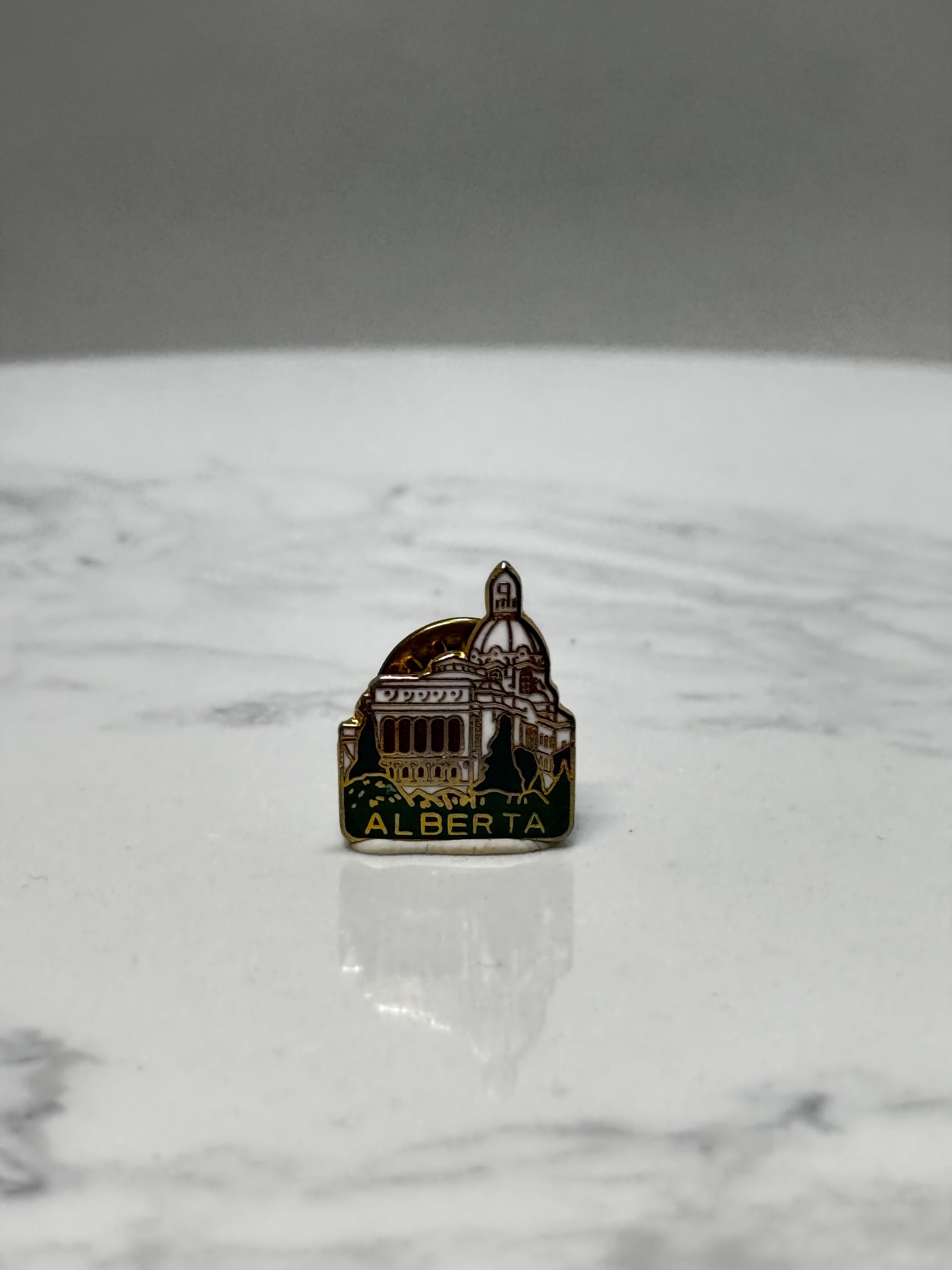 Alberta Landmark Pin: Gold Enamel Finish - Canadian Souvenir Accessory