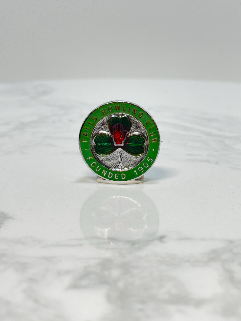 Falls Bowling Club Pin: Green Enamel Metal - Vintage Collectible Accessory