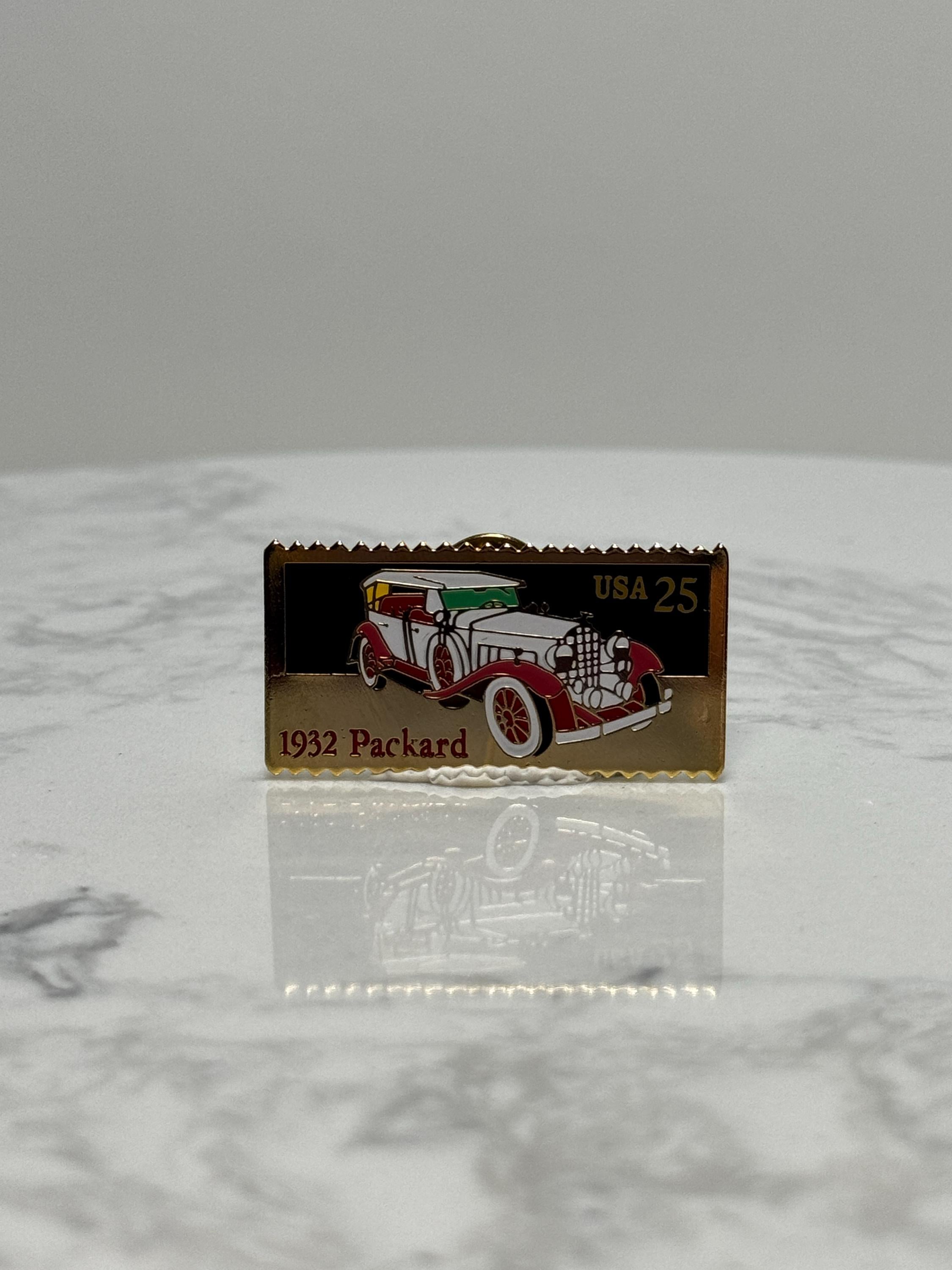 1932 Packard Car Pin: Gold Enamel Finish - Vintage Auto Accessory