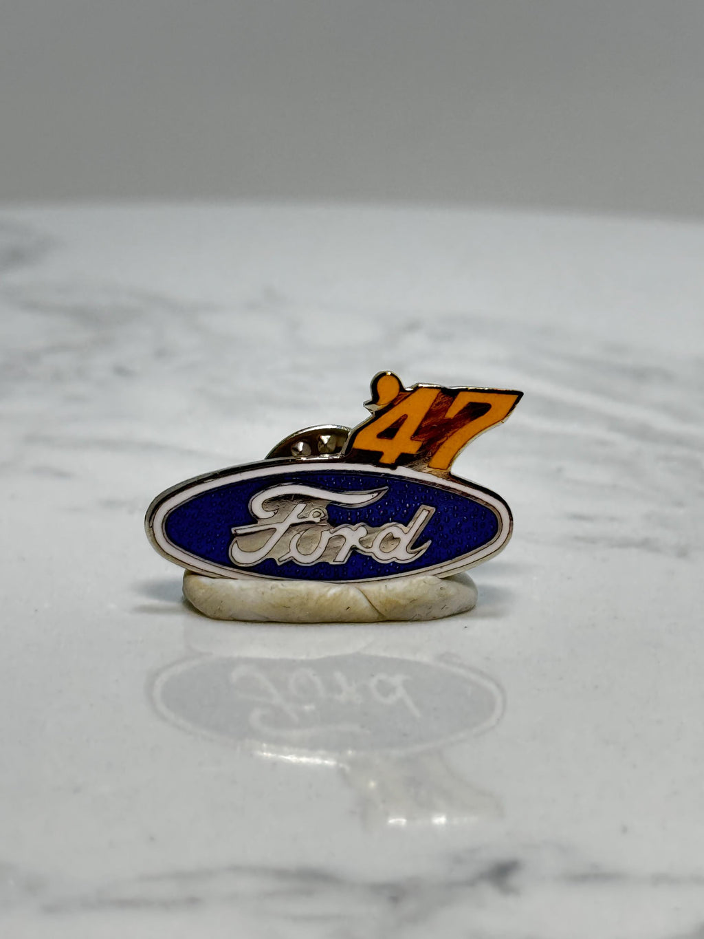 Ford '47 Logo Pin: Blue Oval & Yellow 47 - Vintage Auto Accessory