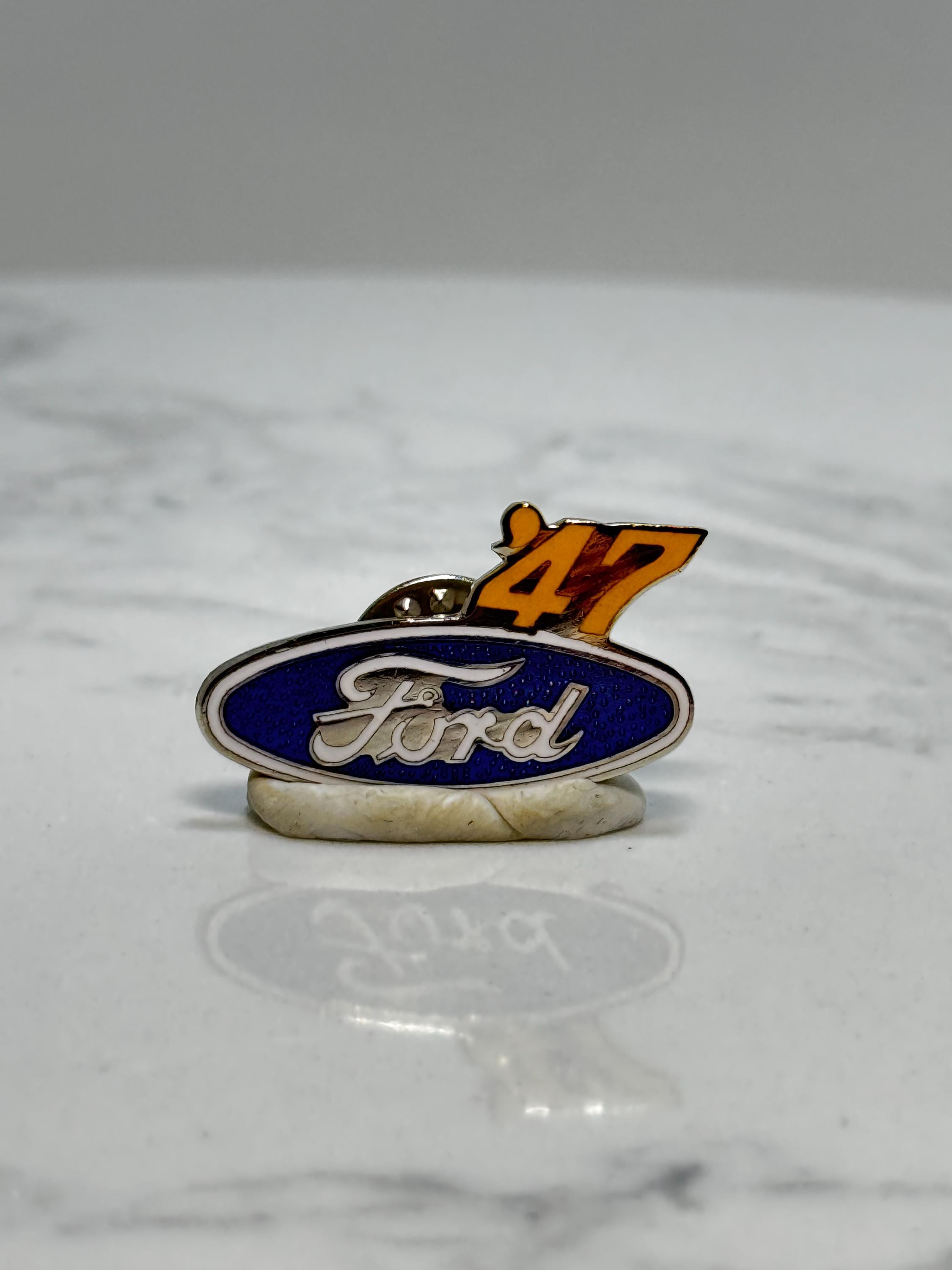 Ford '47 Logo Pin: Blue Oval & Yellow 47 - Vintage Auto Accessory