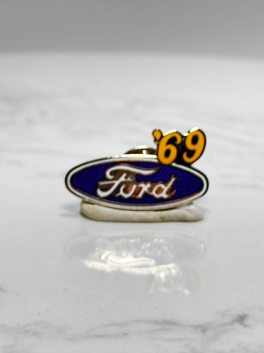Ford '69 Logo Pin: Blue Enamel - Vintage Car Collectible Accessory