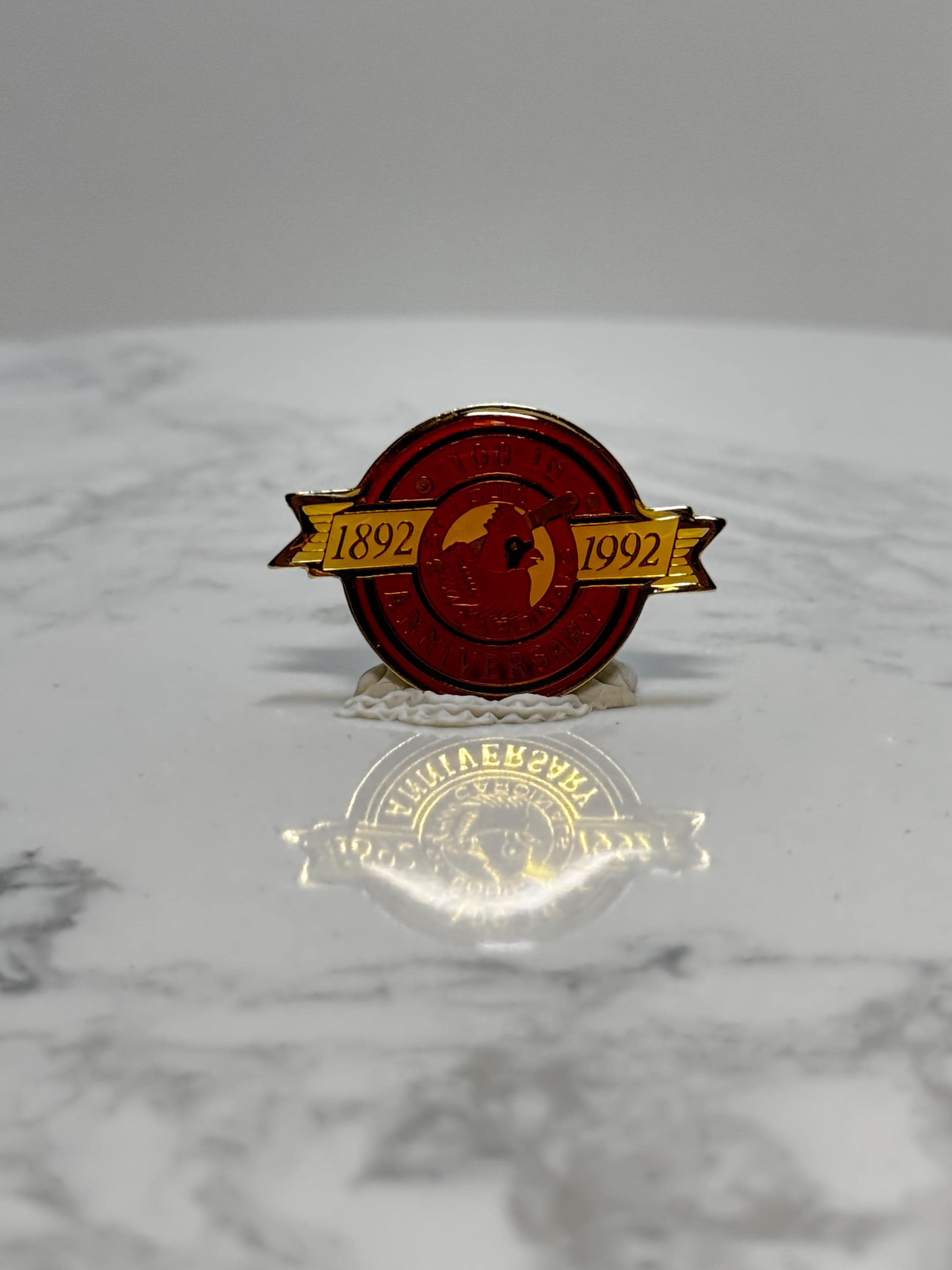 St Louis Cardinals Pin: Red & Gold Enamel - 100th Anniversary Accessory