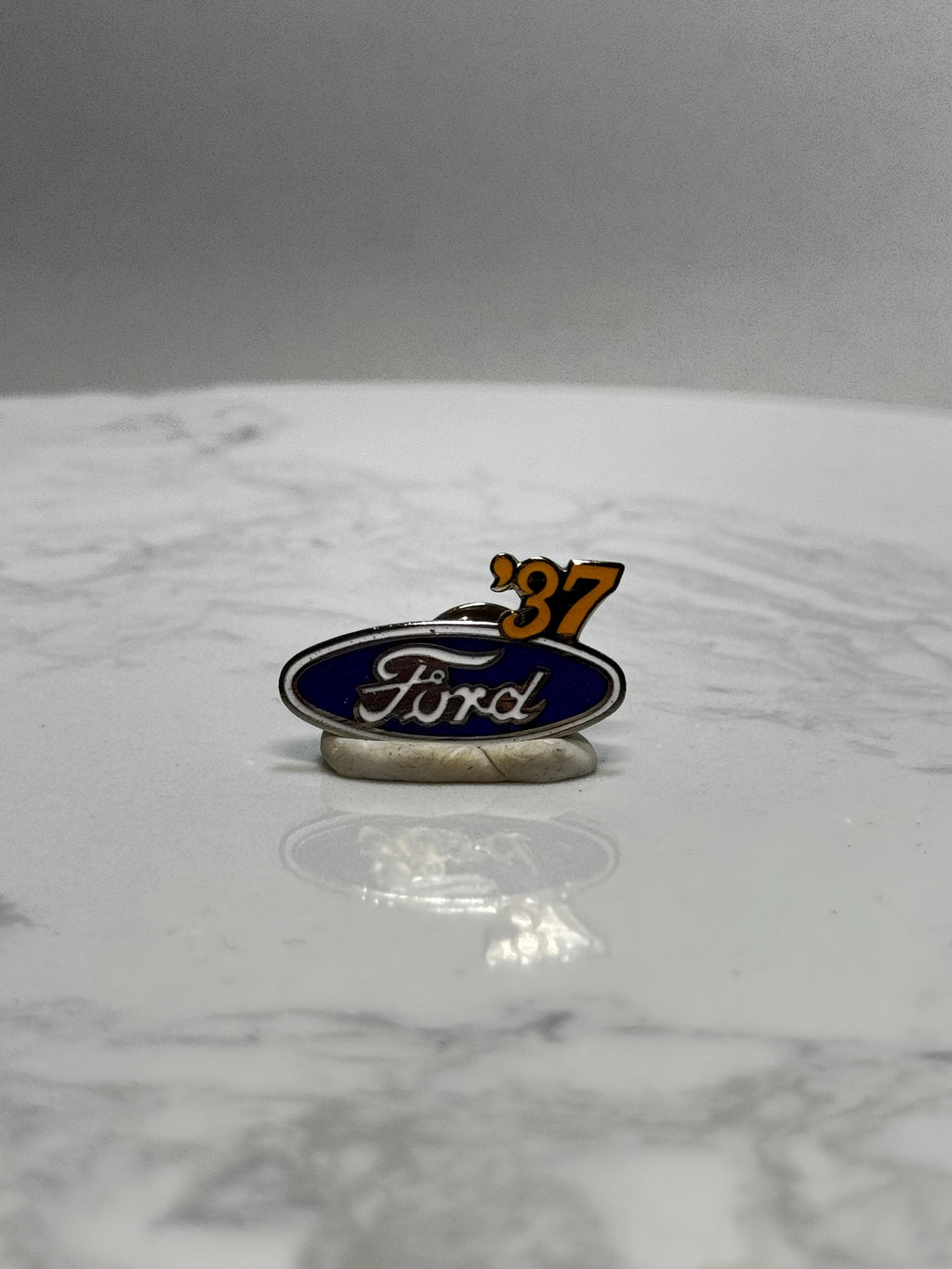 Ford '37 Car Logo Pin: Blue Enamel Finish - Vintage Auto Accessory