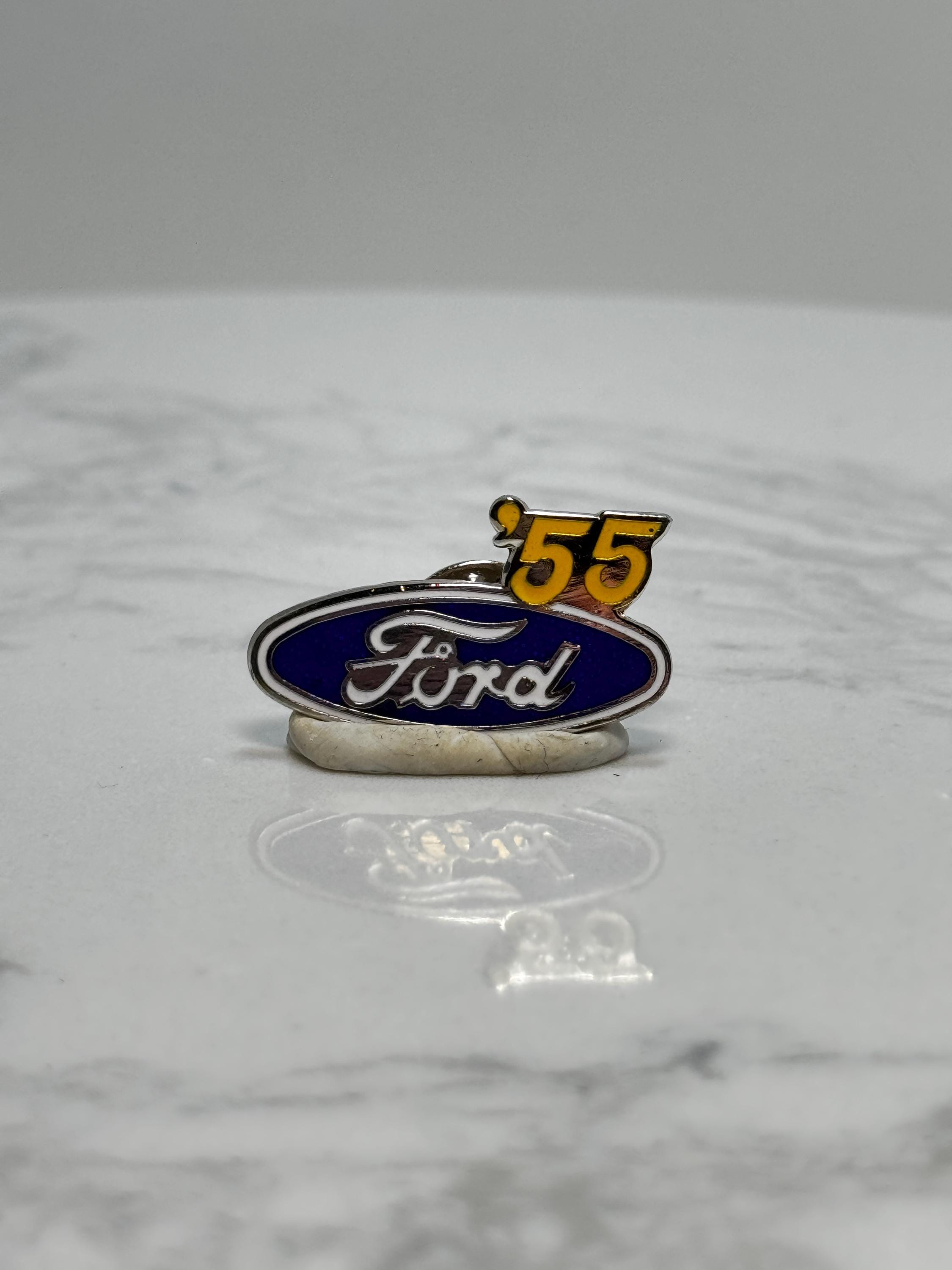 Ford '55 Logo Pin: Blue Enamel Finish - Vintage Auto Accessory