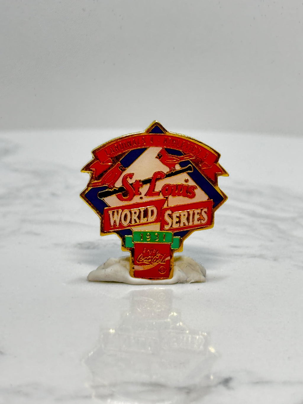 St. Louis World Series Pin: Red Enamel Coca-Cola - 1931 Baseball Accessory