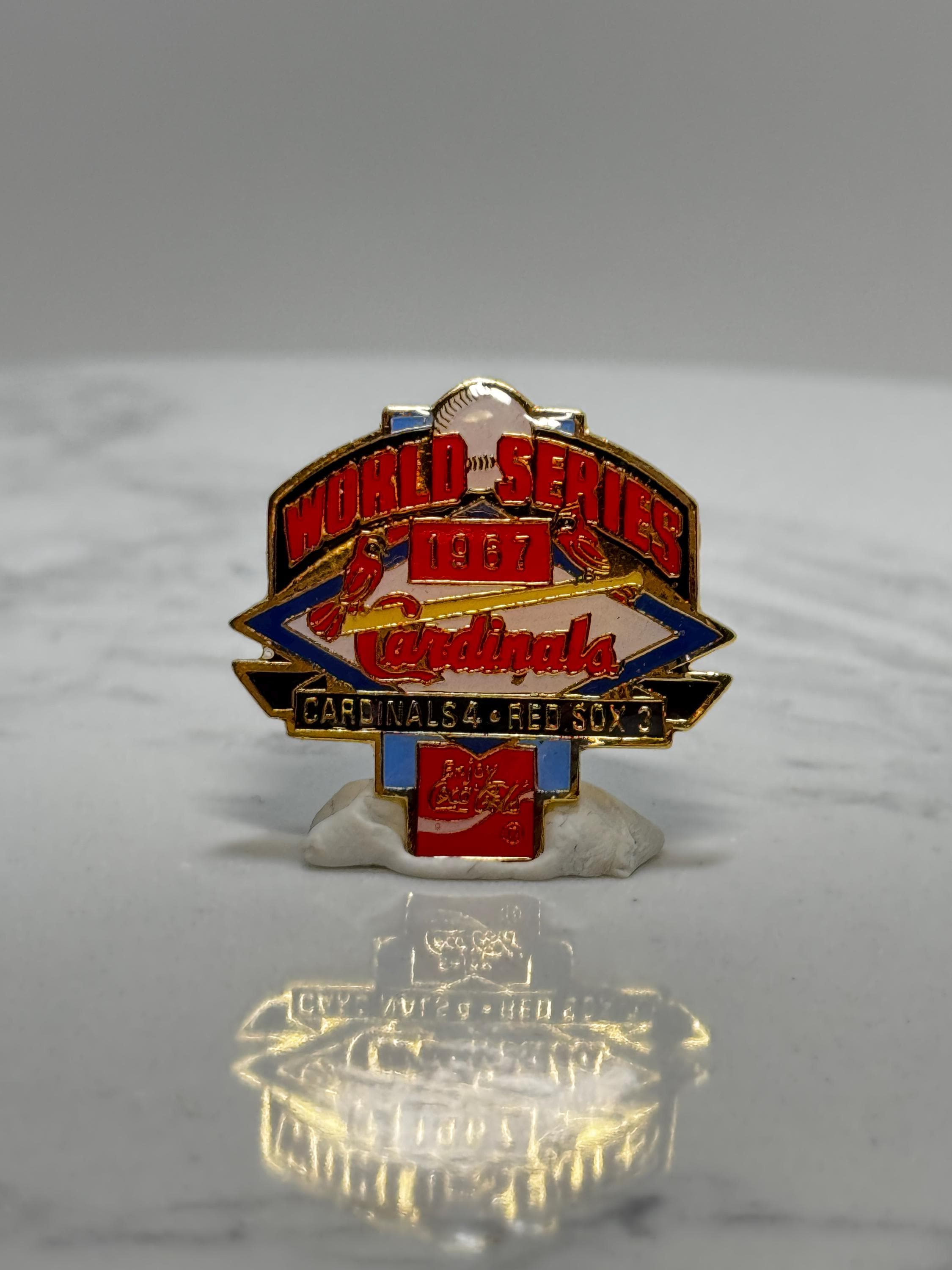 1967 World Series Pin: Enamel Red & Gold - Baseball Collector Accessory