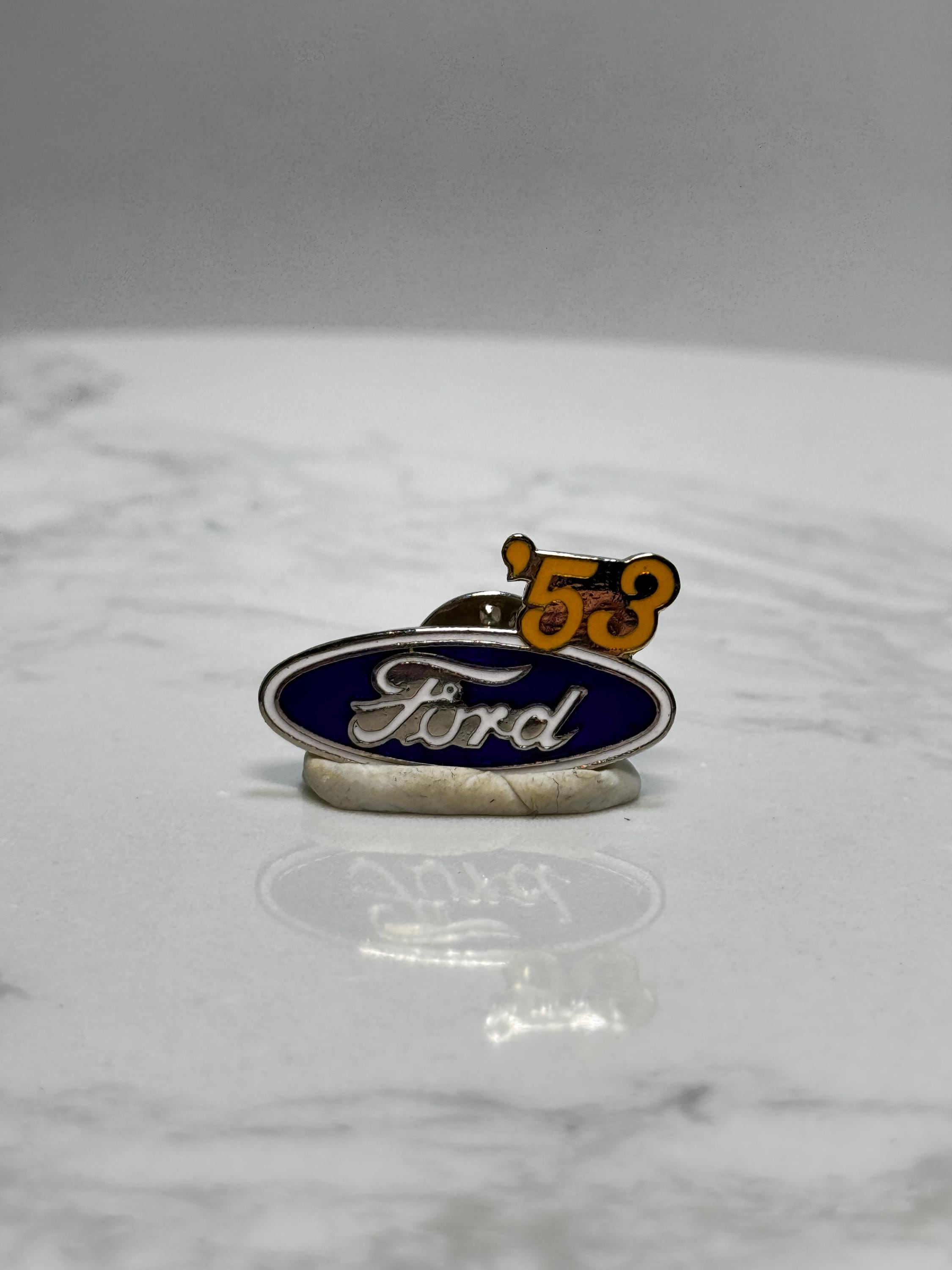 Ford '53 Car Logo Pin: Blue Enamel Finish - Vintage Auto Accessory
