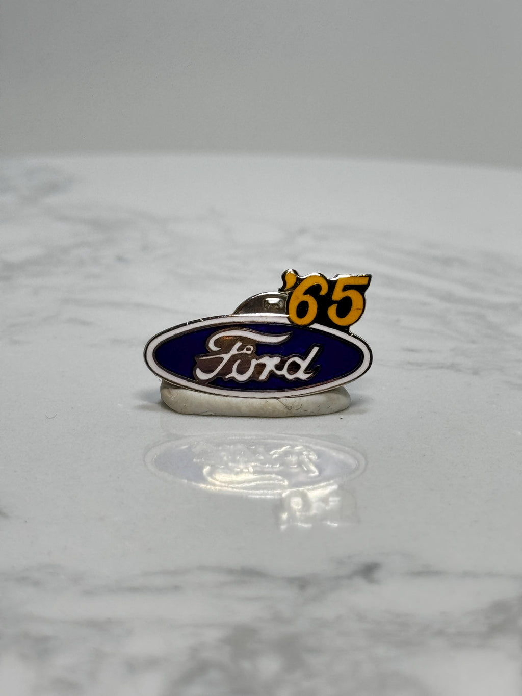Ford '65 Logo Pin: Blue Enamel Lapel - Vintage Car Accessory