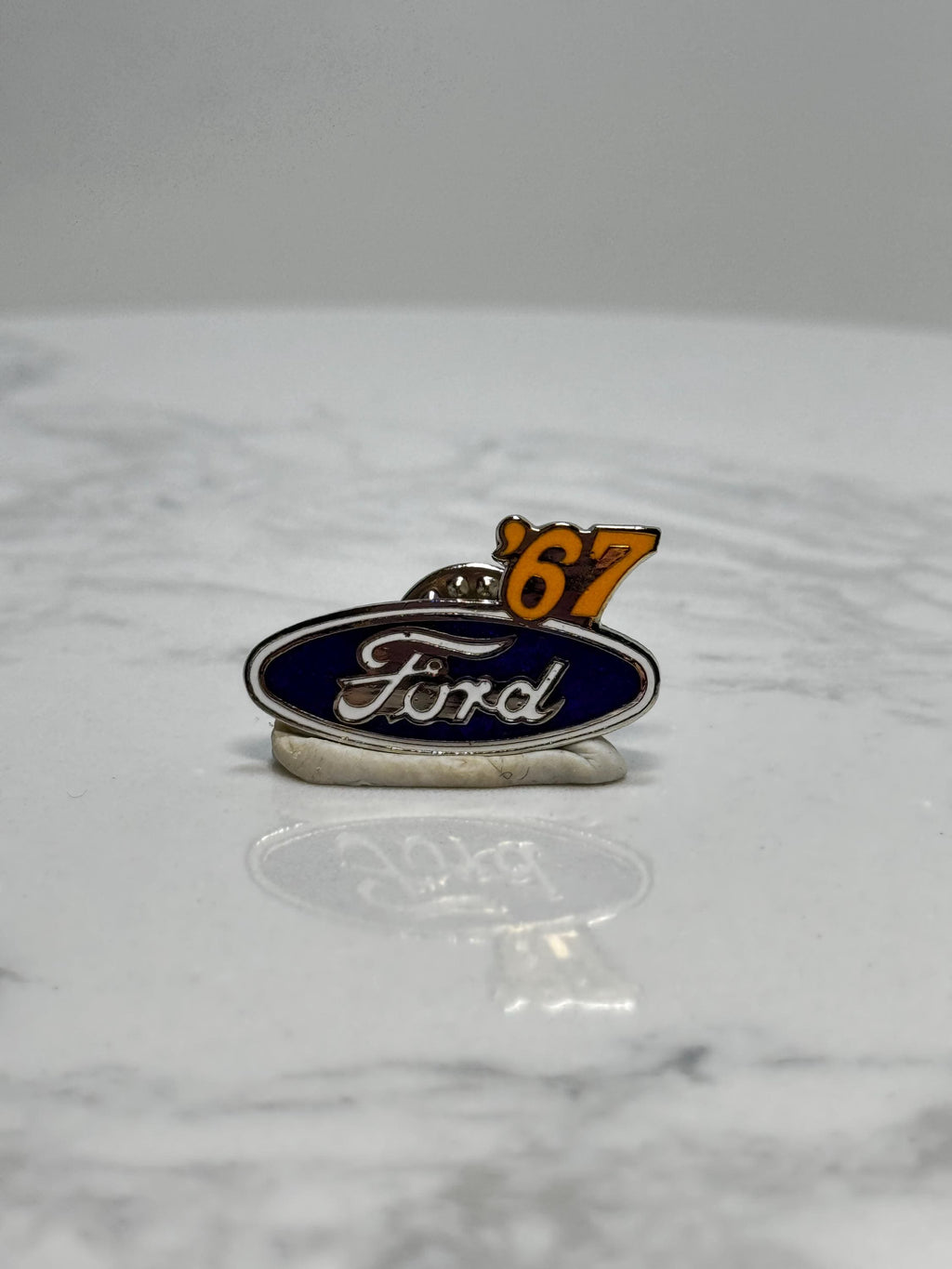 Ford '67 Car Pin: Blue Enamel Oval - Vintage Auto Accessory