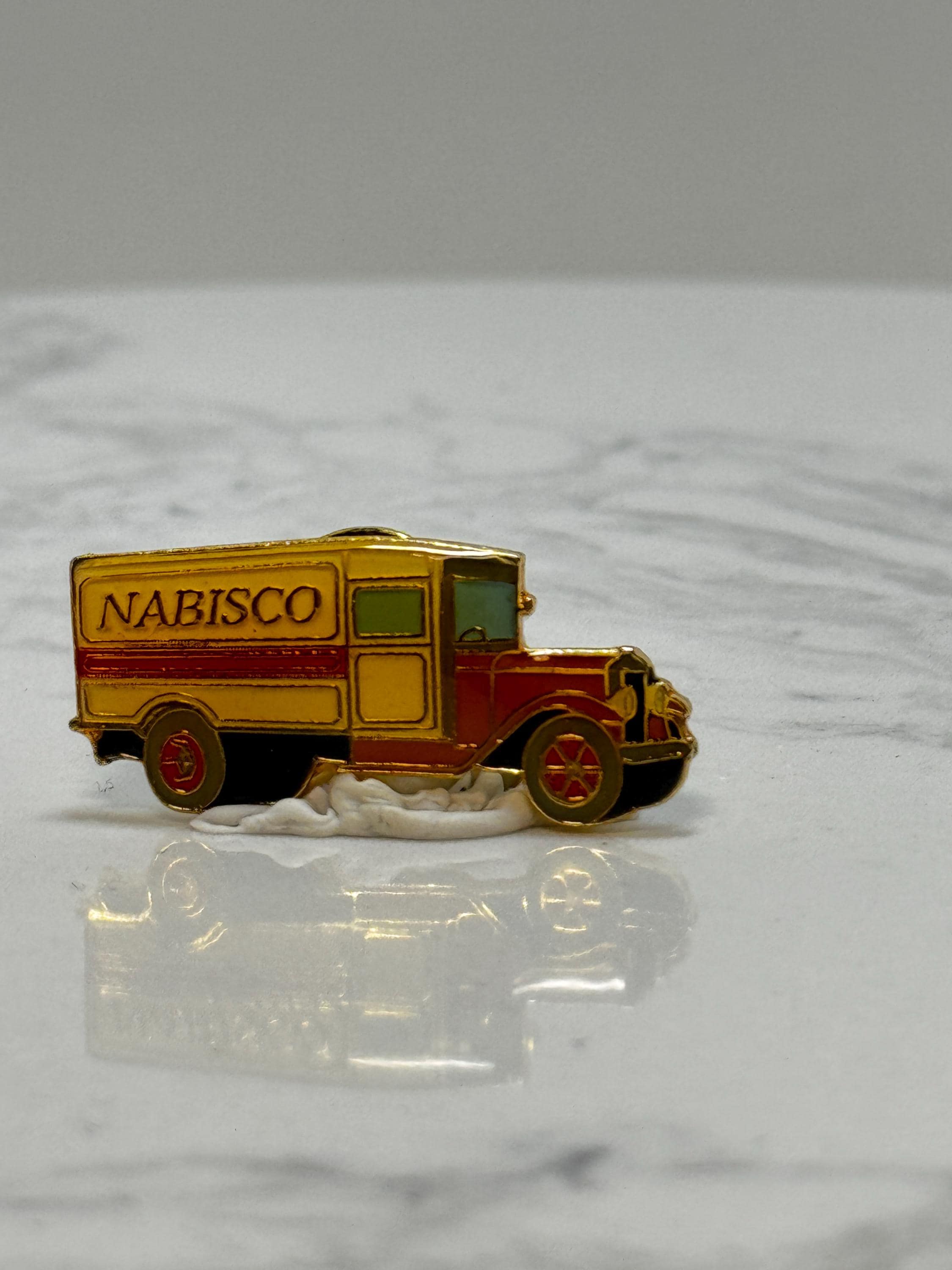 Nabisco Delivery Truck Pin: Gold Enamel Finish - Vintage Company Accessory