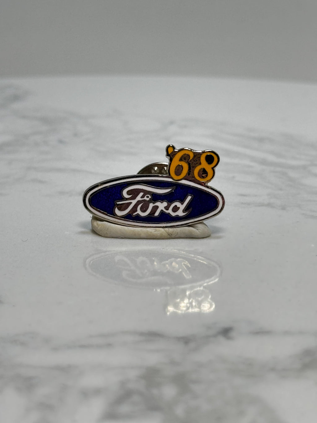 Ford '68 Enamel Pin: Blue & Yellow Finish - Vintage Auto Accessory