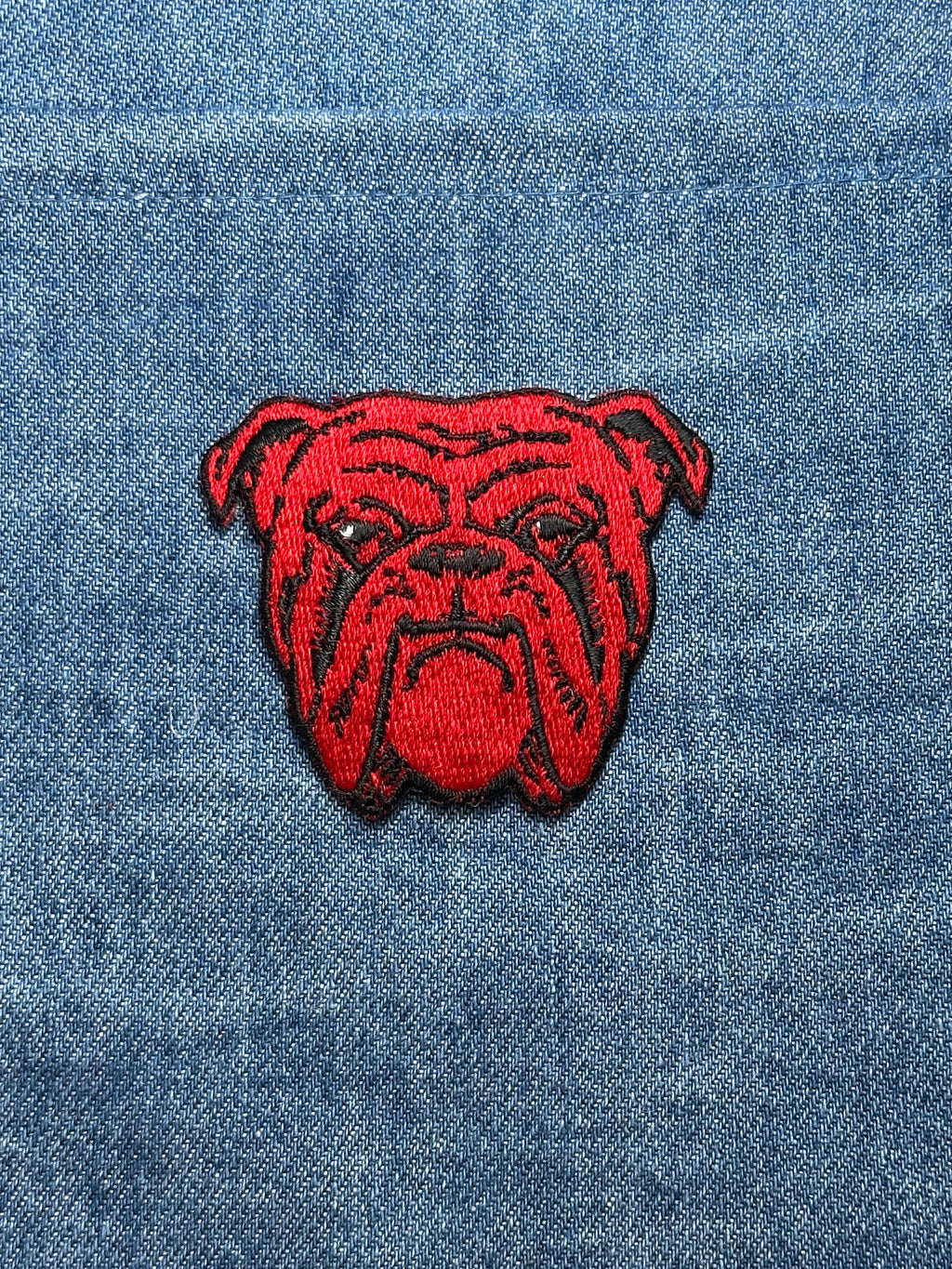 Bulldog Collectable Patch: Red & Black Face - Vintage Style Accessory