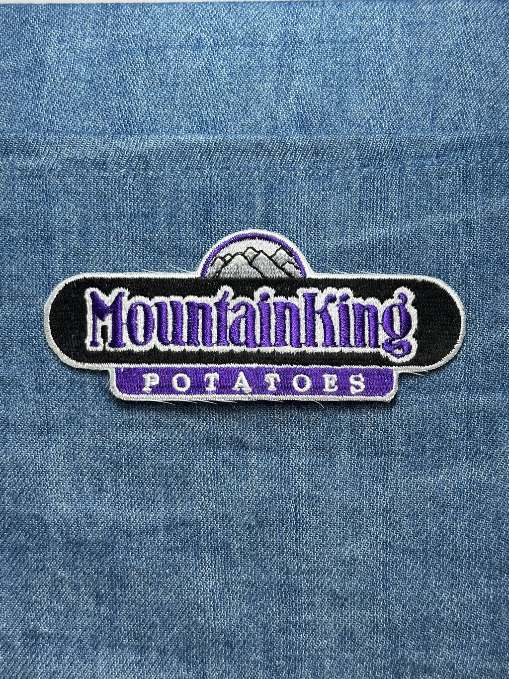 MountainKing Potatoes Collectable Patch: Black Purple Logo - Vintage Food Accessory