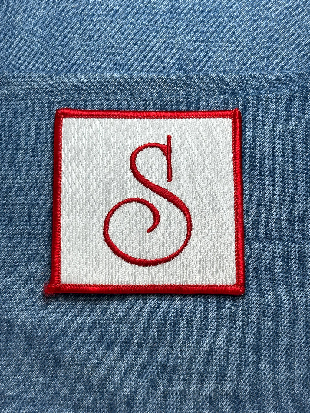 Monogram "S" Collectable Patch: Red & White Square - Vintage Style Accessory