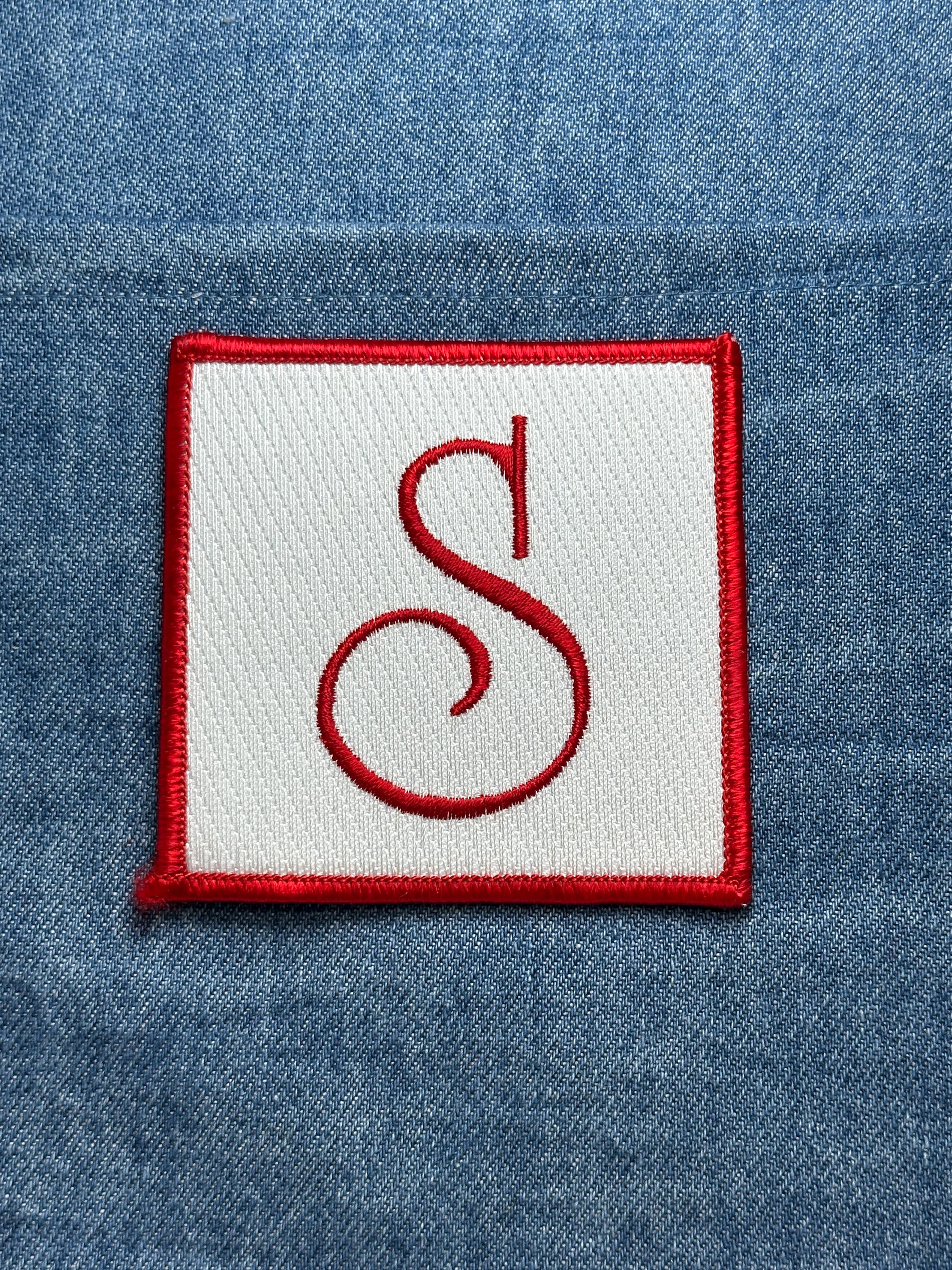 Monogram "S" Collectable Patch: Red & White Square - Vintage Style Accessory