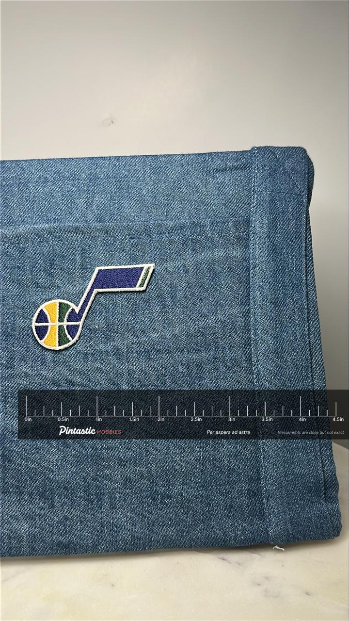 Utah Jazz Collectable Patch: Retro Tricolor - Vintage Sports Accessory with ruler overlay for size reference