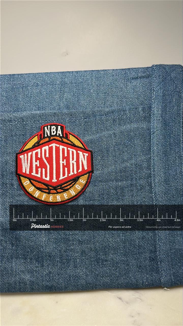NBA Western Conference Collectable Patch: Red/Gold - Sports Fan Accessory with ruler overlay for size reference
