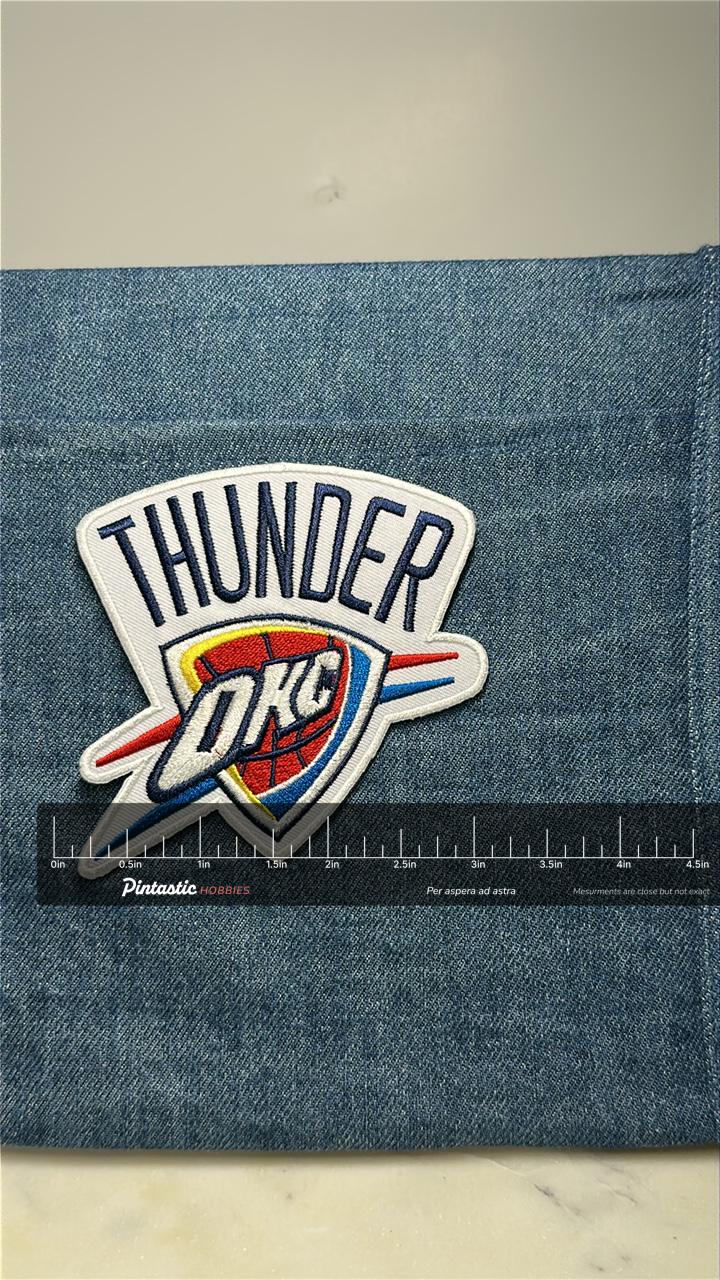 OKC Thunder Collectable Patch: Bold Multicolor Logo - Sports Accessory with ruler overlay for size reference
