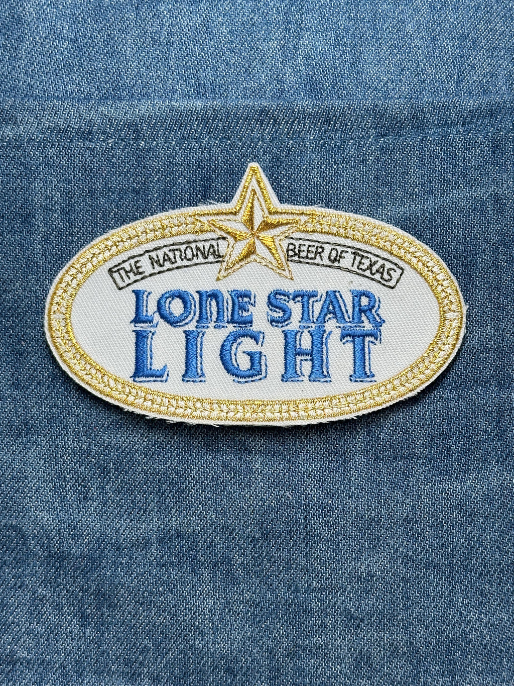 Lone Star Light Collectable Patch: Oval Gold Trim - Retro Beer Accessory