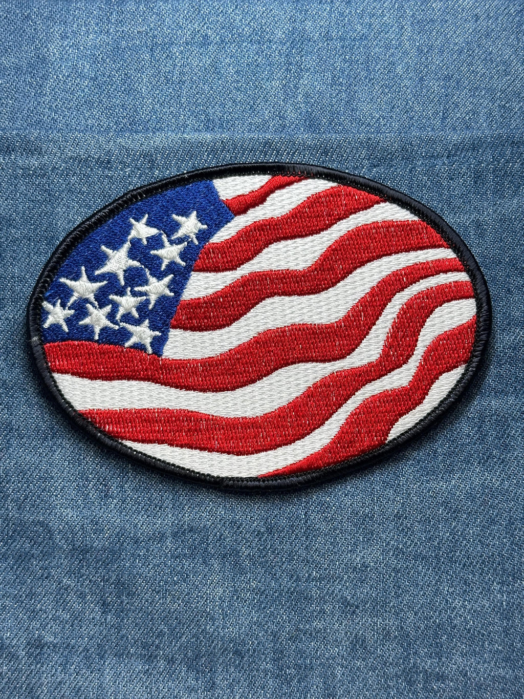 American Flag Collectable Patch: Oval Red White Blue - Patriotic Accessory