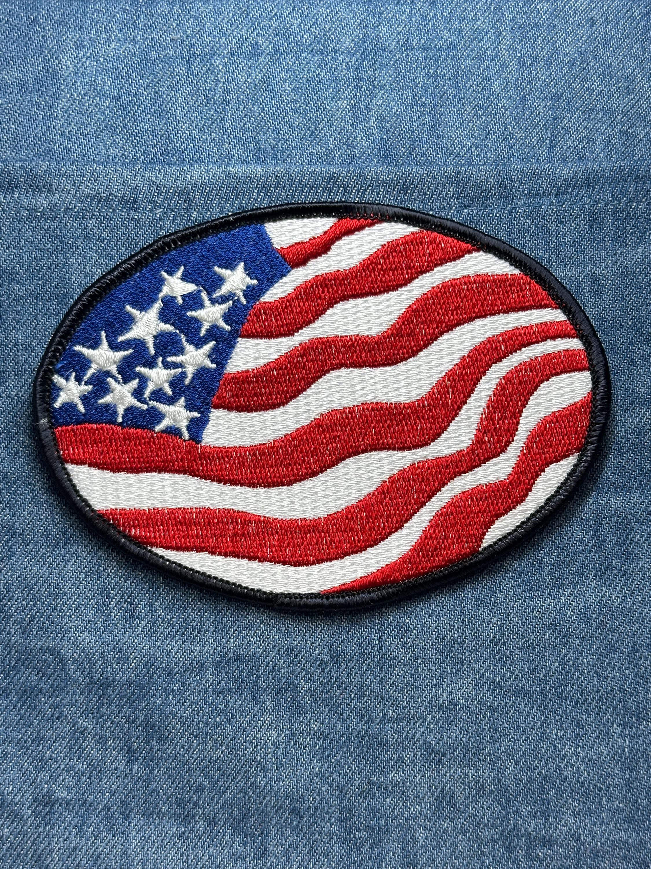 American Flag Collectable Patch: Oval Red White Blue - Patriotic Accessory