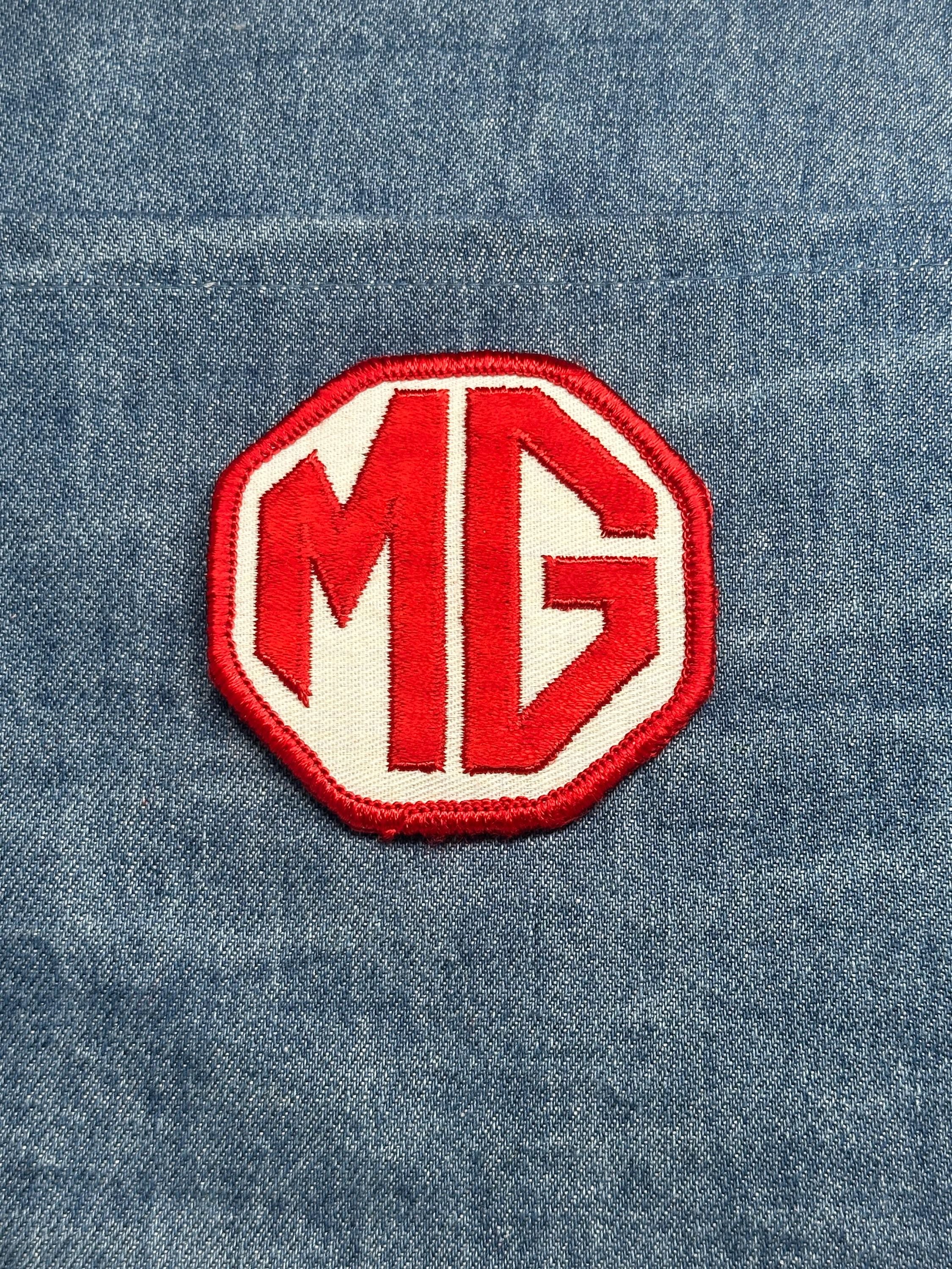 Vintage British Auto MG Logo Collectable Patch Red & White Octagon - Car Accessory