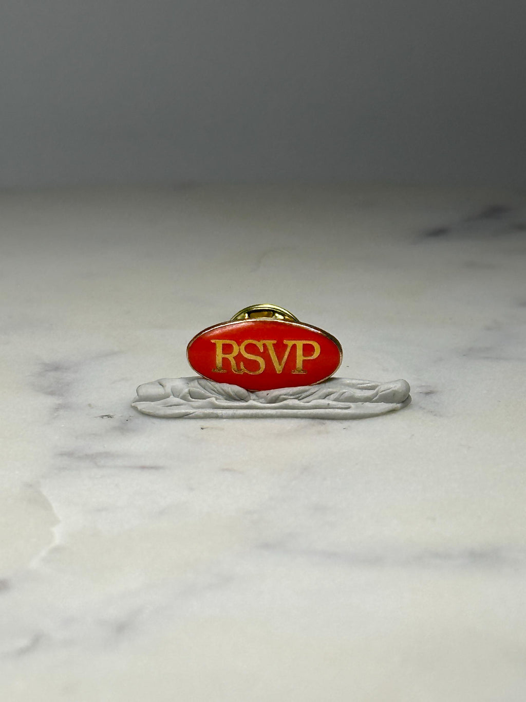 RSVP Enamel Lapel Pin: Red and Gold Finish - Event Accessory