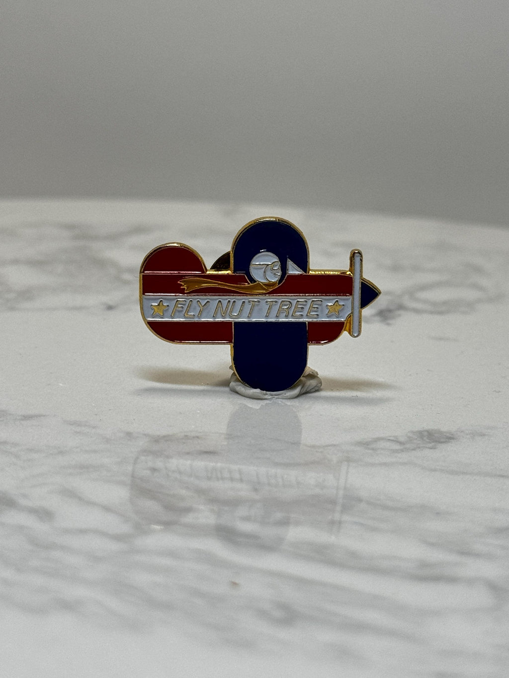 Fly Nut Tree Airplane Pin: Red White Blue Enamel - Aviation Theme Accessory