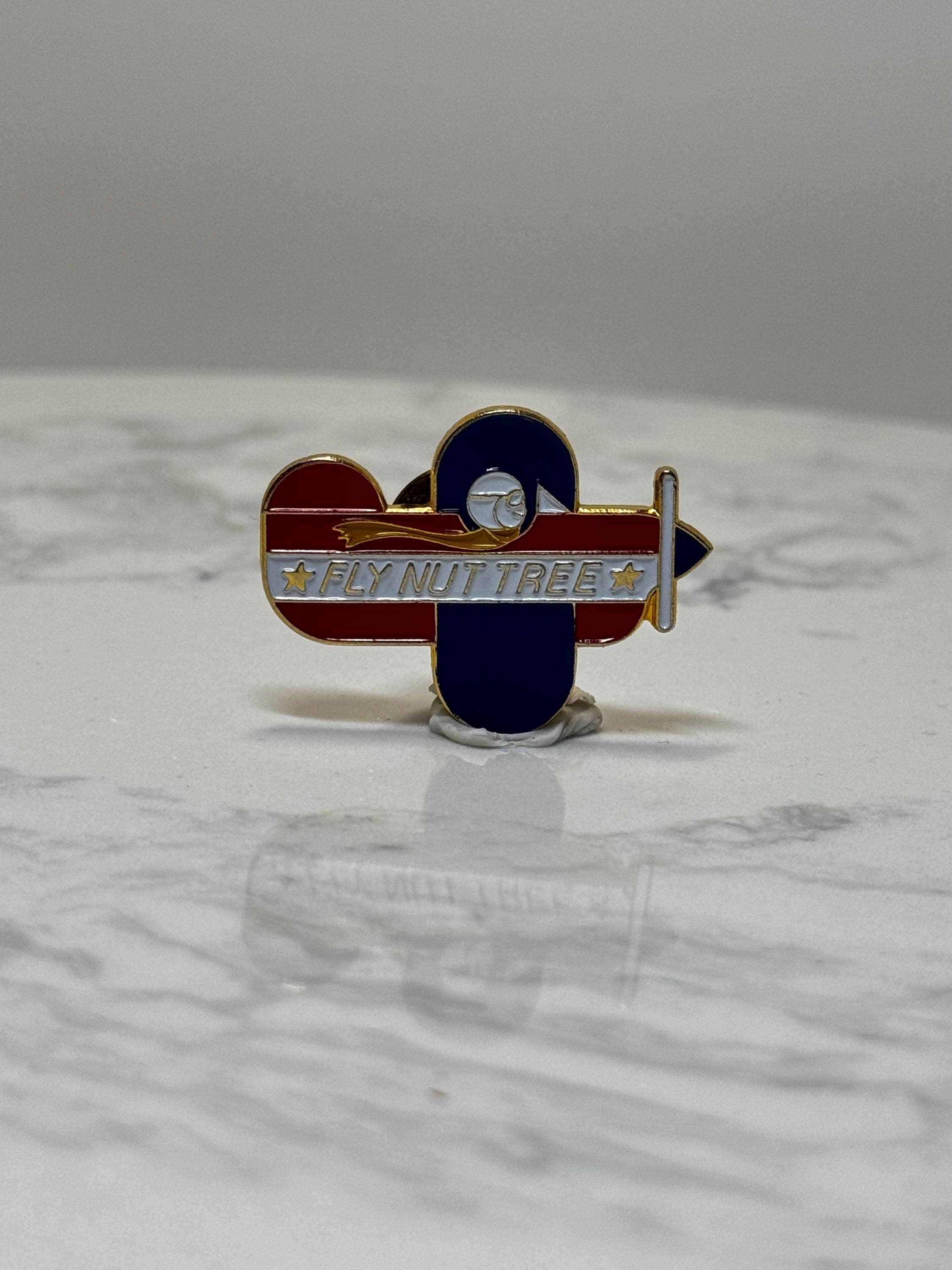 Fly Nut Tree Airplane Pin: Red White Blue Enamel - Aviation Theme Accessory