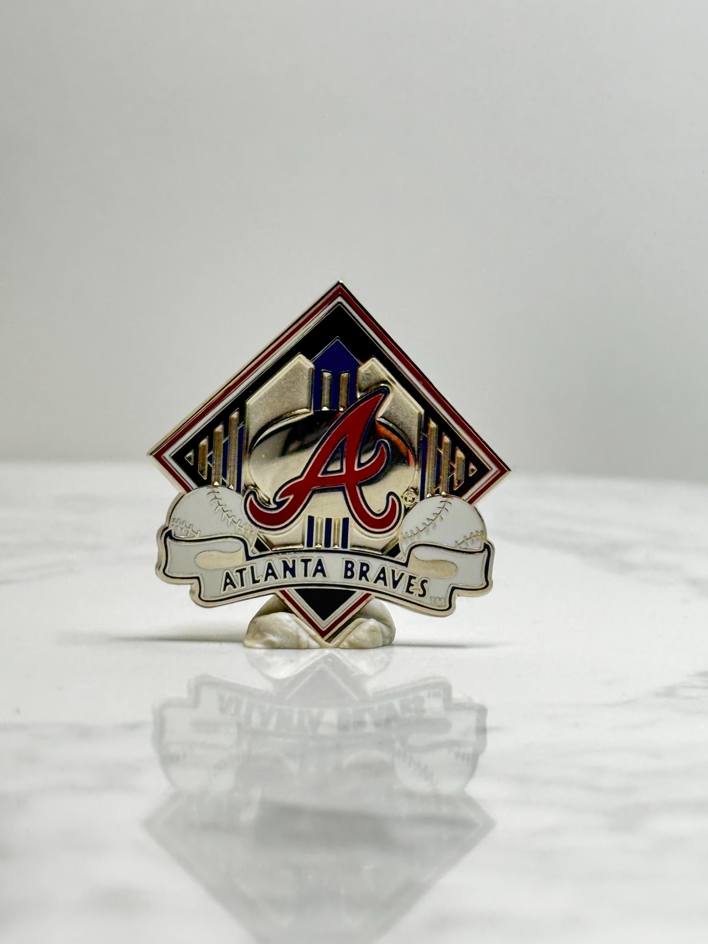 Atlanta Braves Baseball Pin: Red Enamel & Gold - MLB Vintage Accessory