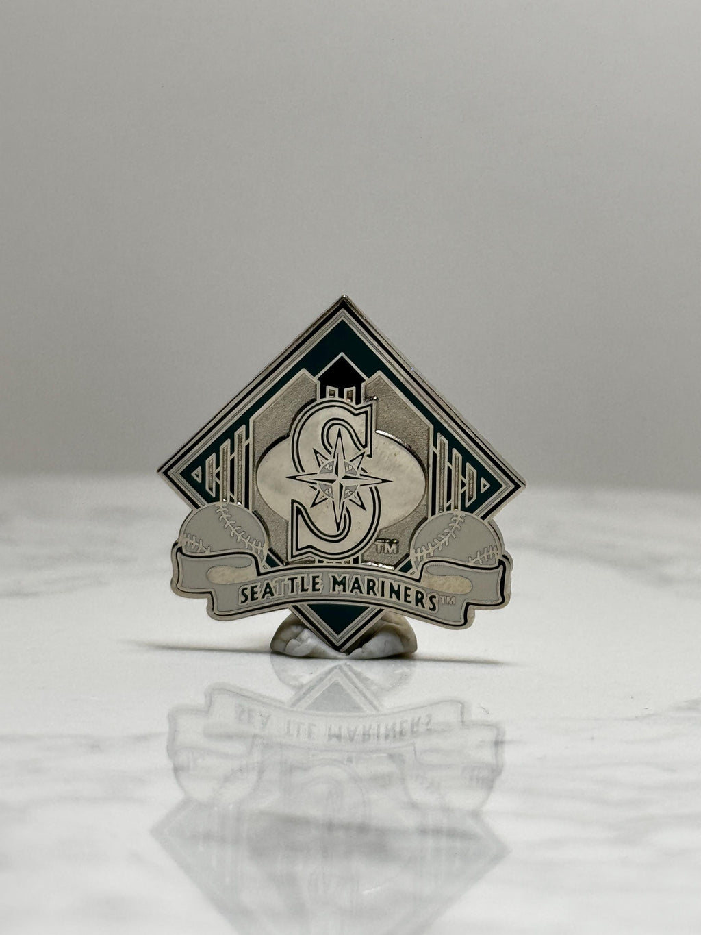 Seattle Mariners Baseball Pin: Silver & Teal Enamel - MLB Team Accessory