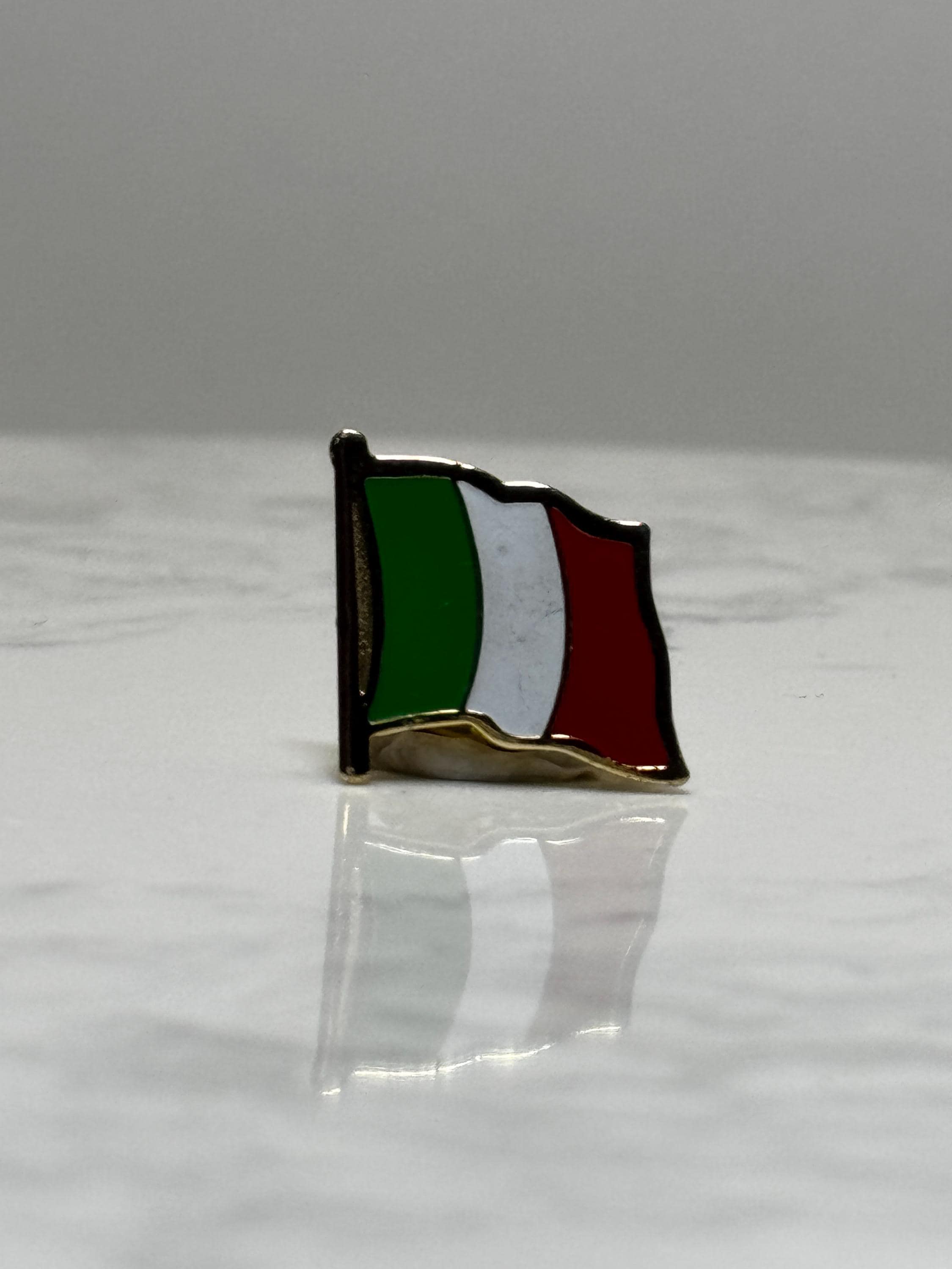 Italy Flag Lapel Pin: Gold Trim Enamel - Travel Souvenir Accessory