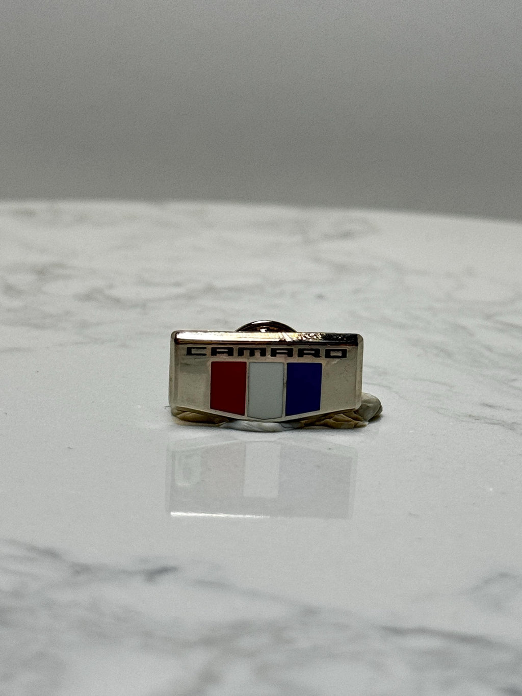 Camaro Enamel Pin: Red White Blue Shield - Vintage Car Accessory