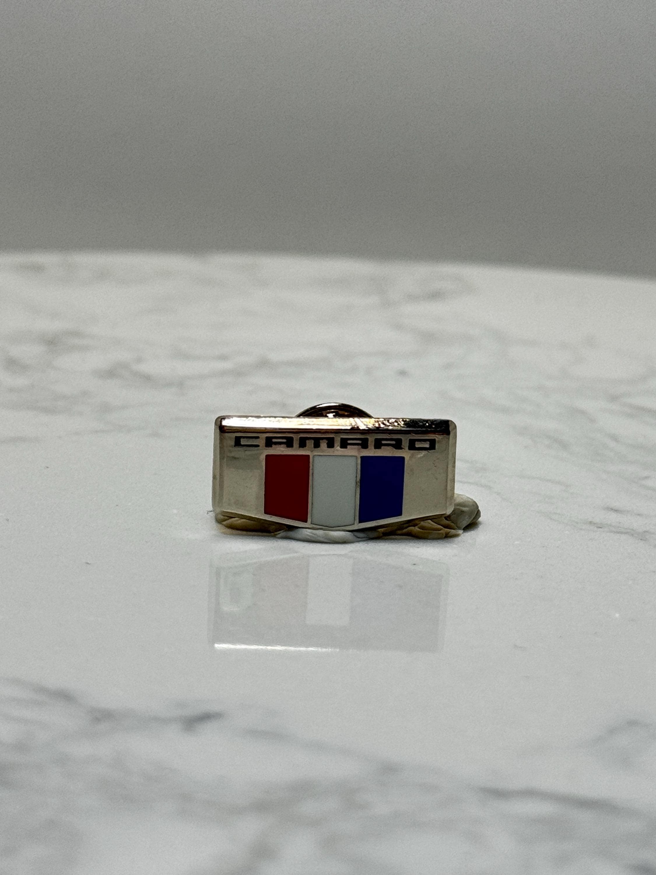 Camaro Enamel Pin: Red White Blue Shield - Vintage Car Accessory