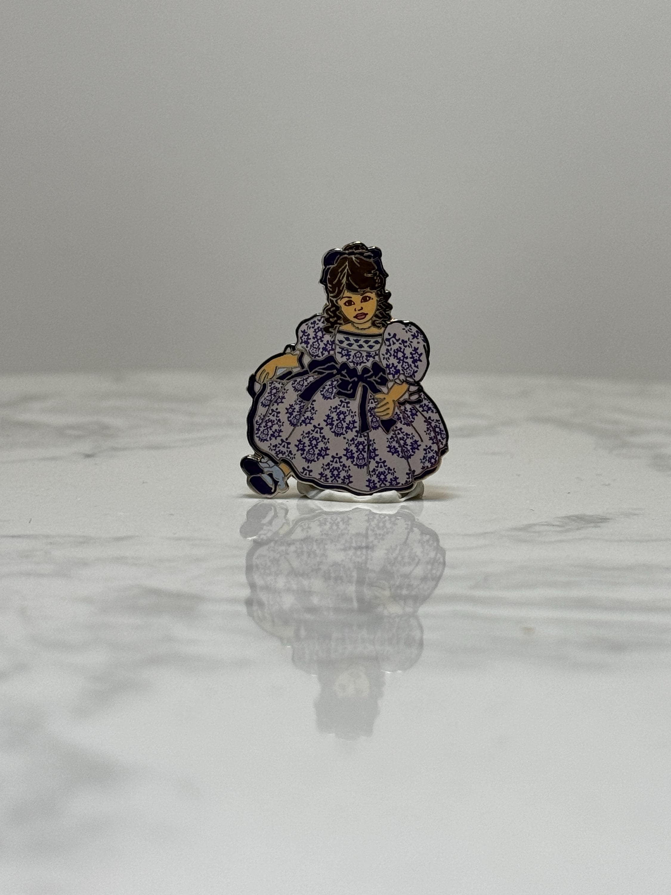 Victorian Girl Enamel Pin: Purple Floral Dress - Vintage Style Accessory