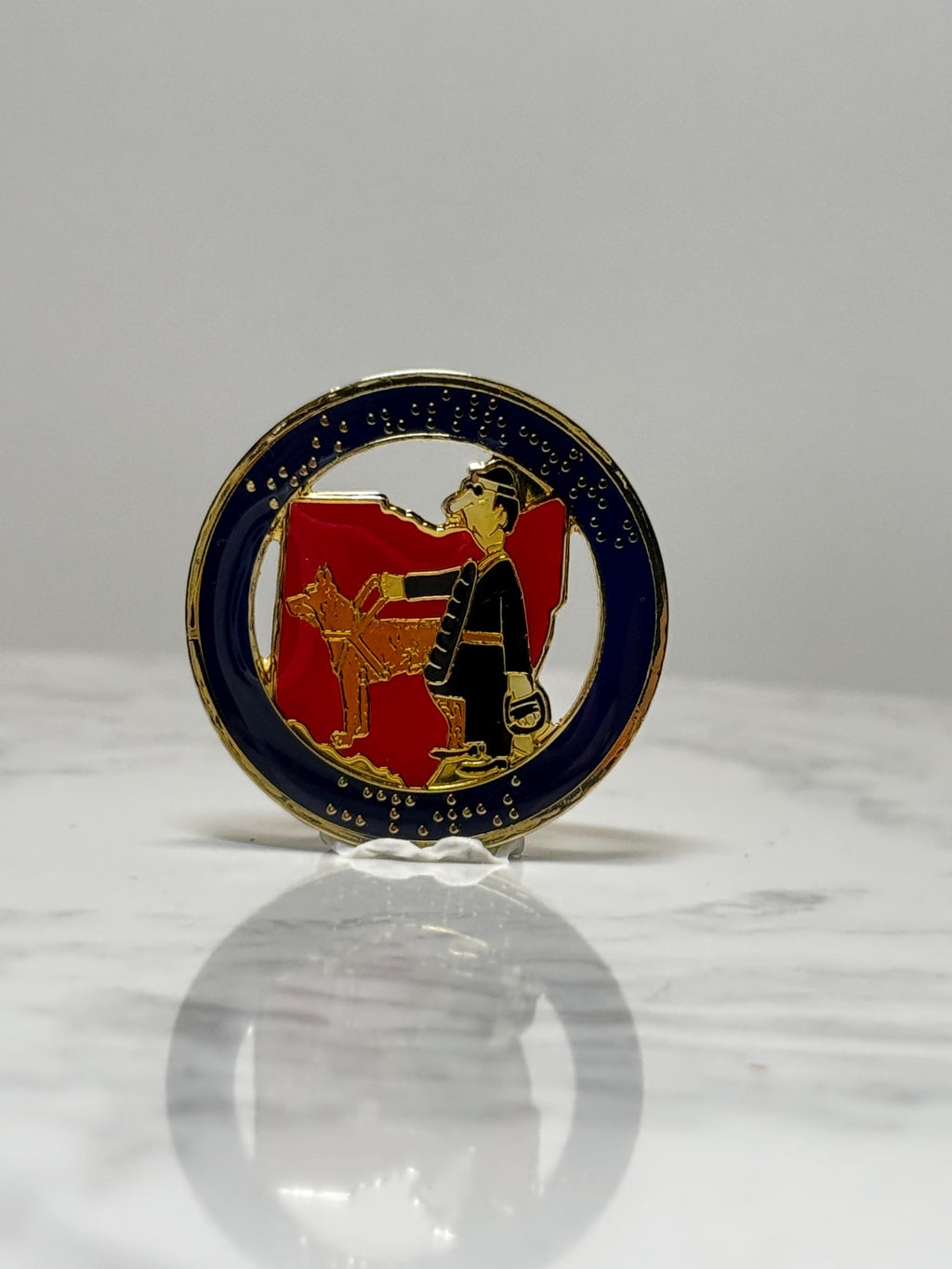 Guide Dog Awareness Pin: Vintage Braille Service Dog Enamel Lapel Pin