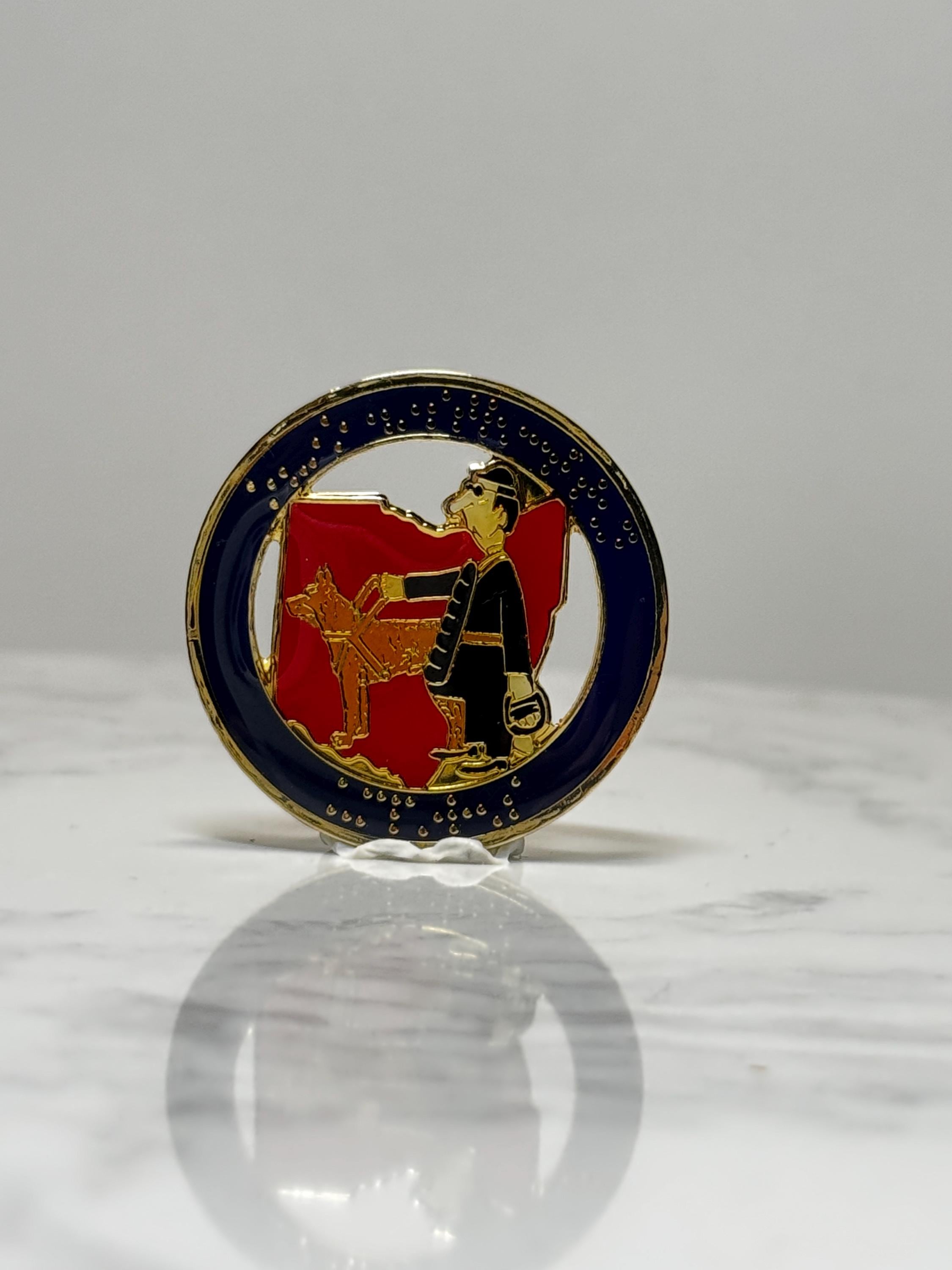 Guide Dog Awareness Pin: Vintage Braille Service Dog Enamel Lapel Pin