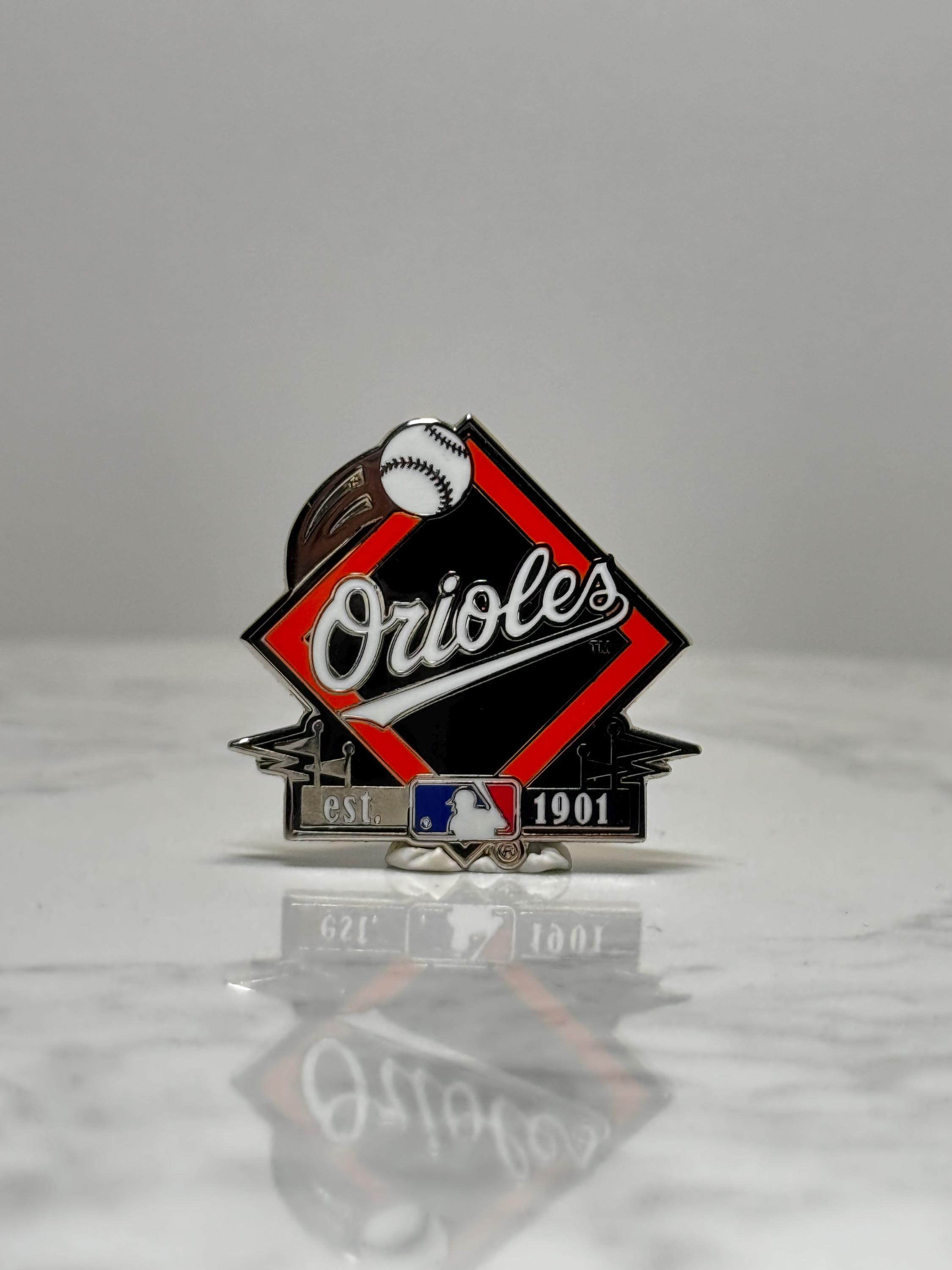 Orioles Baseball Pin: Black Red Silver Enamel - MLB Collectible Accessory
