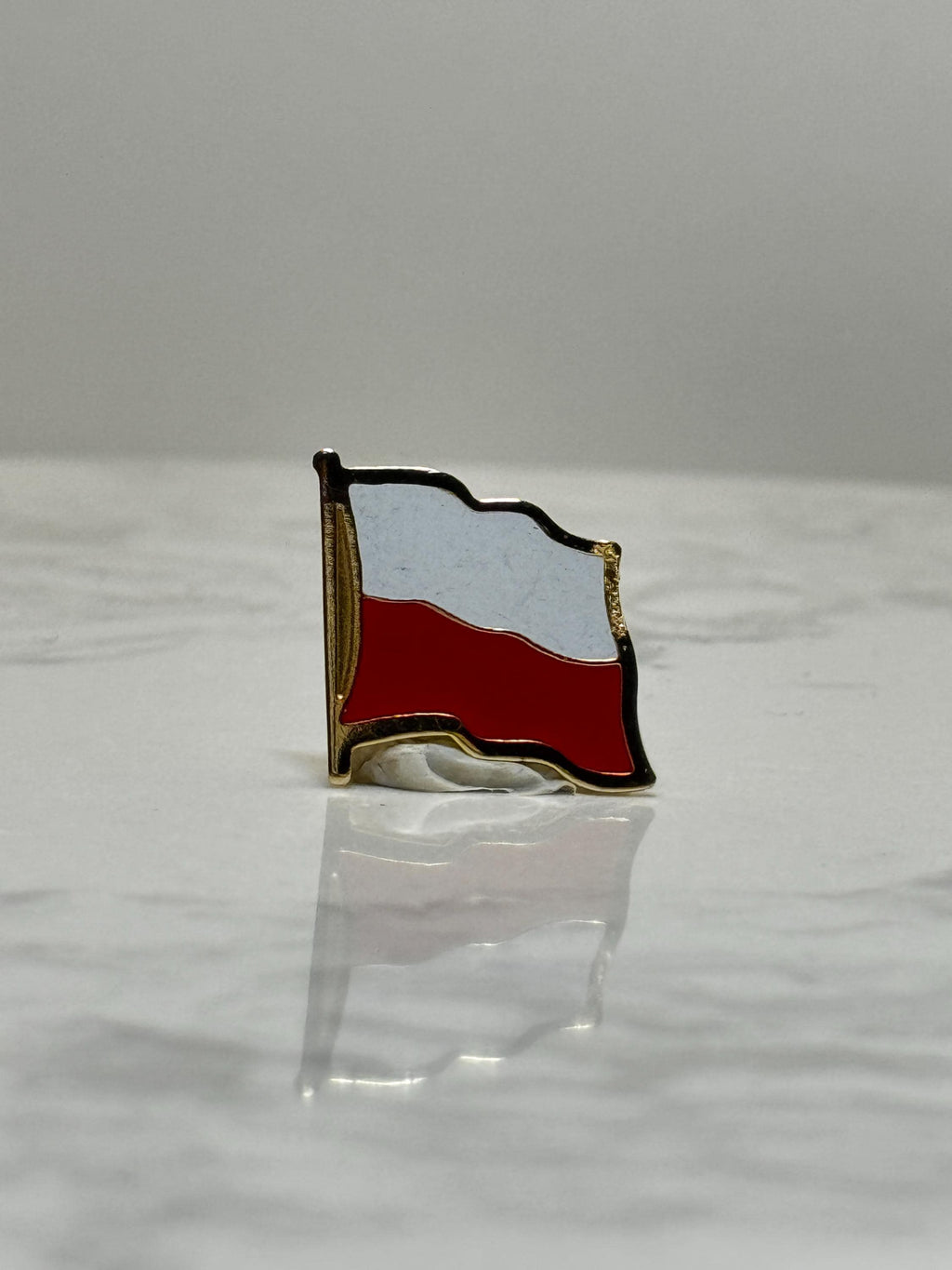 Poland Flag Lapel Pin: Gold Trim Enamel - Patriotic Accessory
