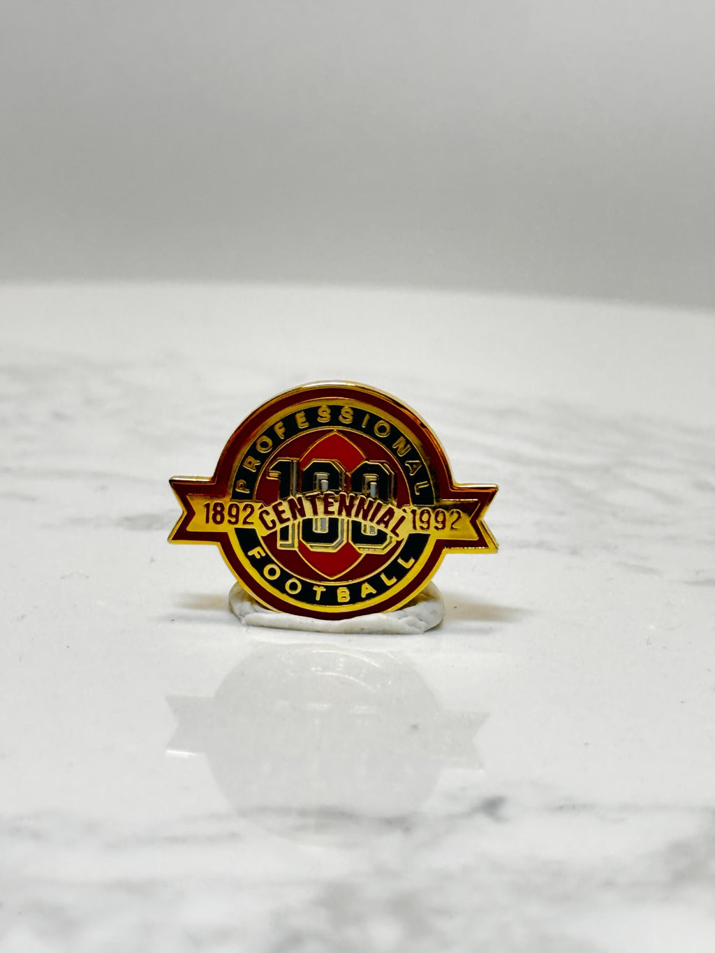 Football Centennial Pin: Red & Gold Enamel - 1992 Commemorative Accessory