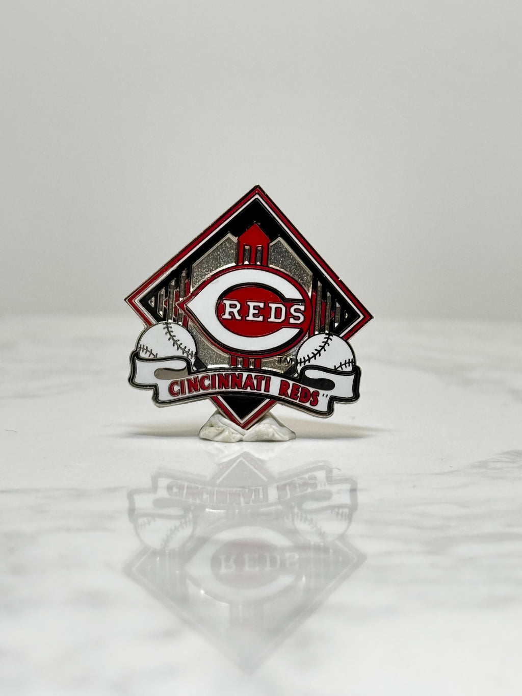 Cincinnati Reds Baseball Pin: Red Silver Enamel - MLB Collector Accessory
